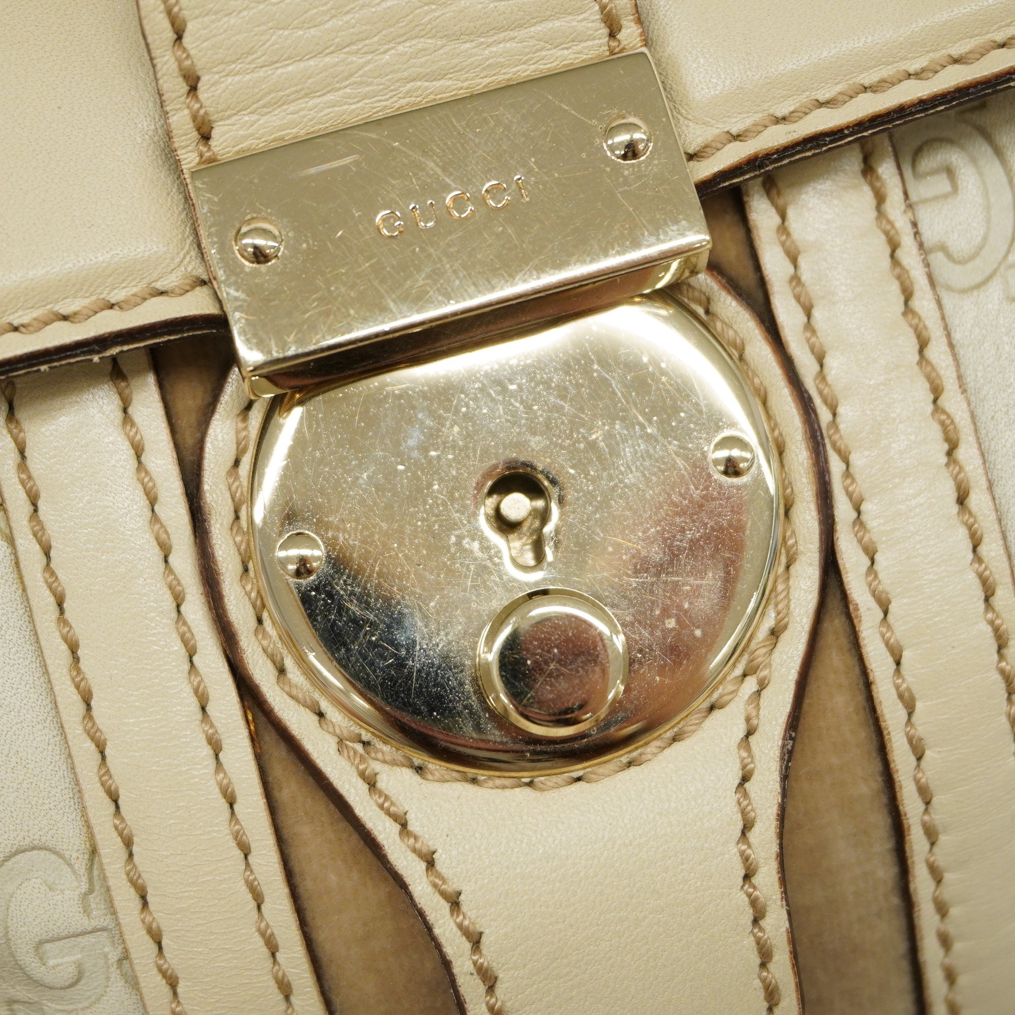 GUCCI ssima 2way Bag 153028 Women's Leather Handbag Ivory