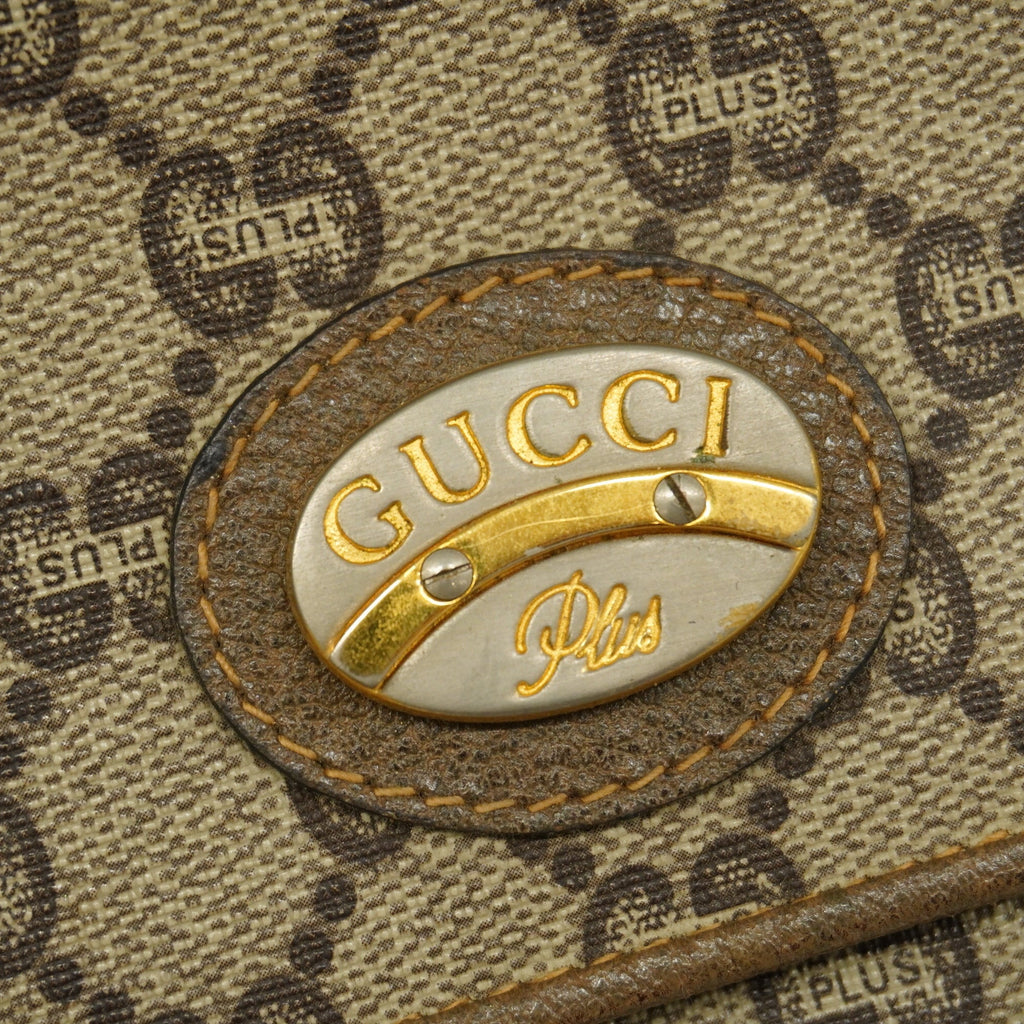 GUCCI  GG Plus 122754 PVC Shoulder Bag Beige,Brown