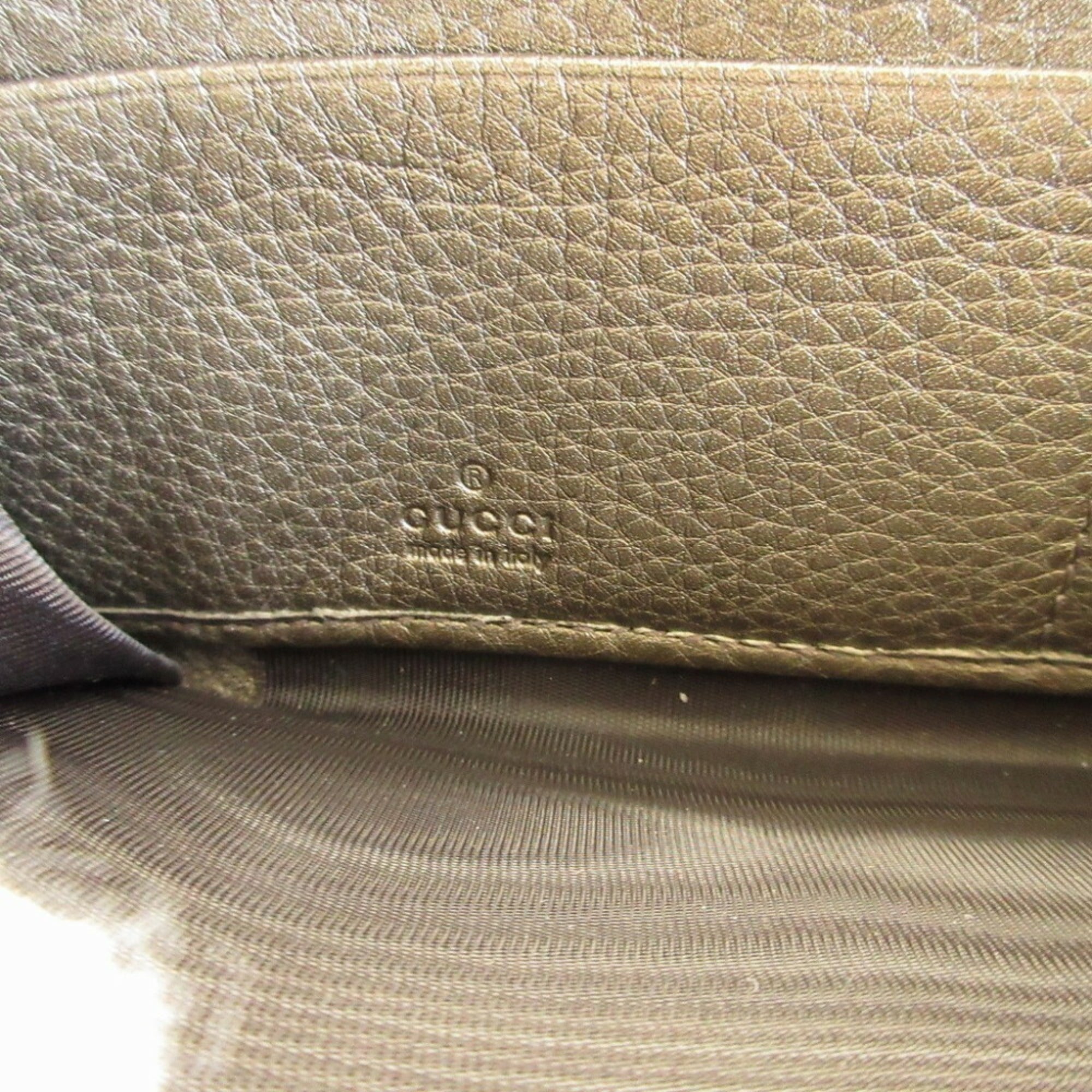 GUCCI 308004 Soho Interlocking G Leather Gunmetal Round Long Wallet