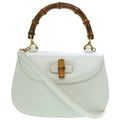 GUCCI bamboo shoulder handbag leather white  strap