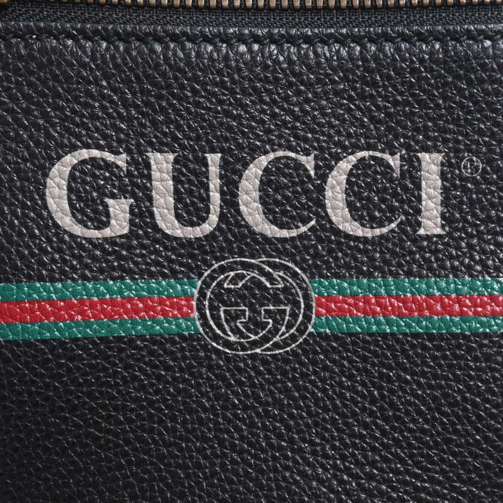 GUCCI Leather Print Shoulder Bag 574803 Black Women's