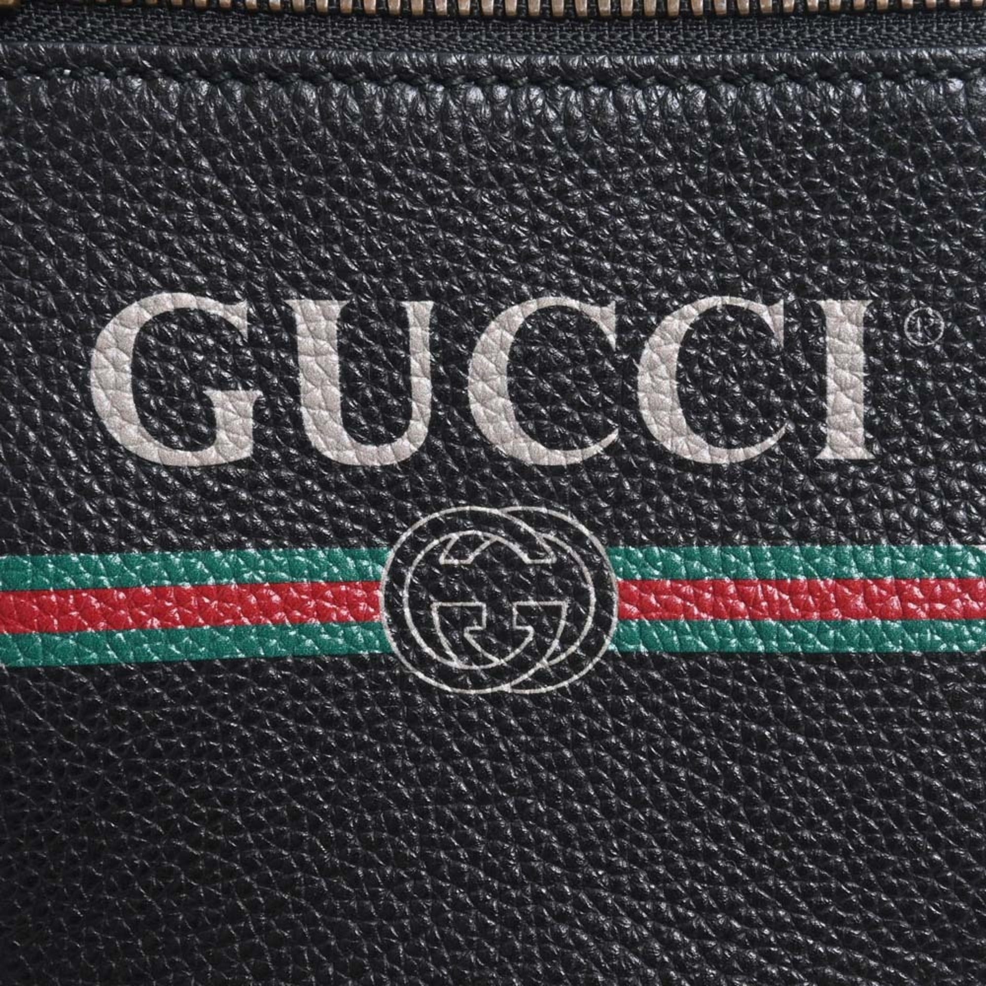 GUCCI Leather Print Shoulder Bag 574803 Black Women's