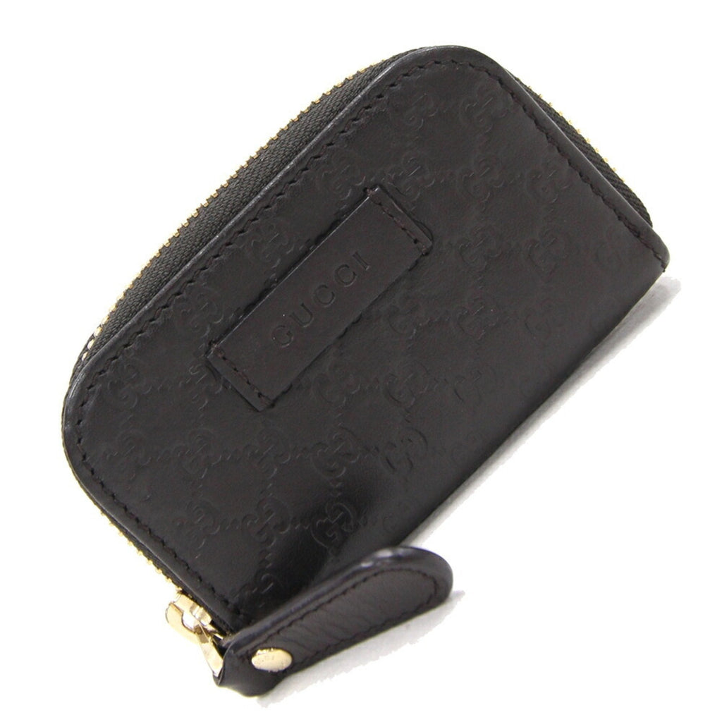 GUCCI Coin Case Micro sima 449896 Brown Leather Purse Holder Wallet Men Women