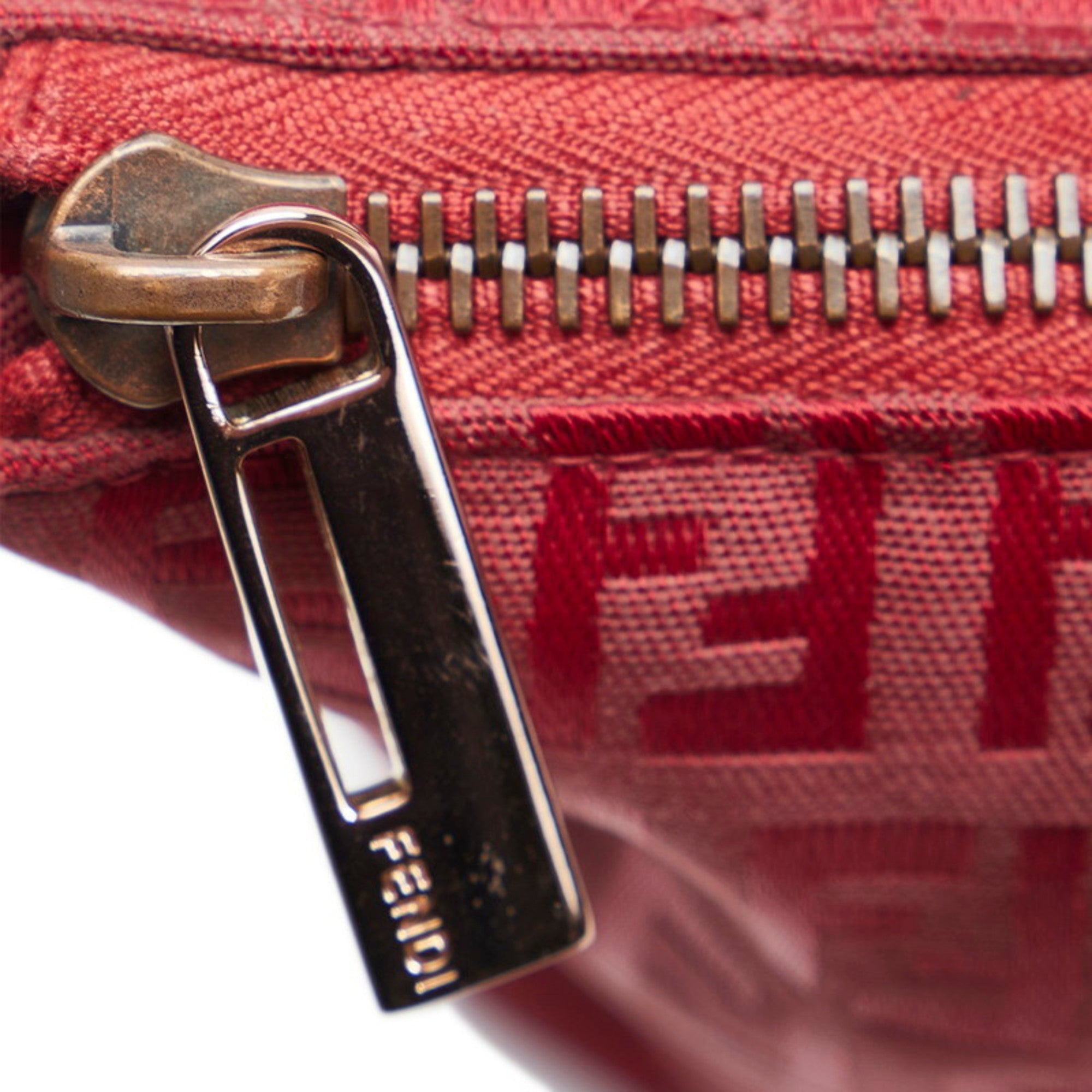 FENDI Zucchino handbag tote bag 8BH022 red canvas leather ladies