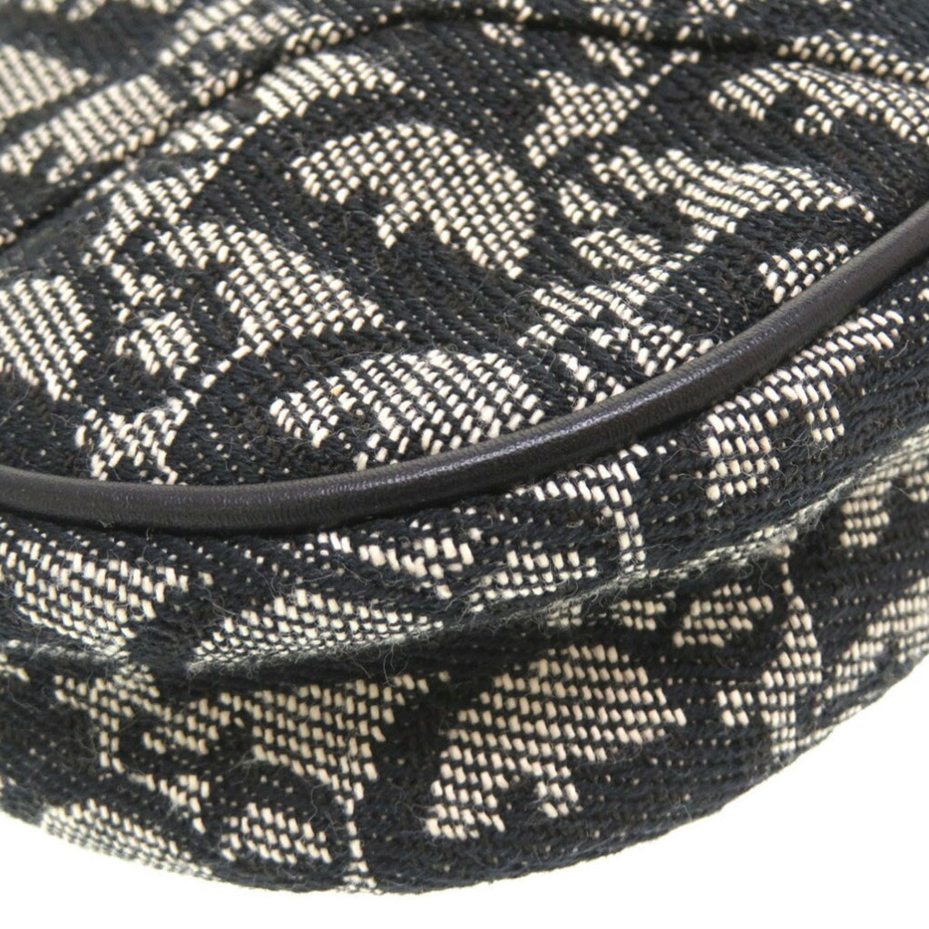 CHRISTIAN DIOR Saddle Pouch Trotter Canvas Black Handbag