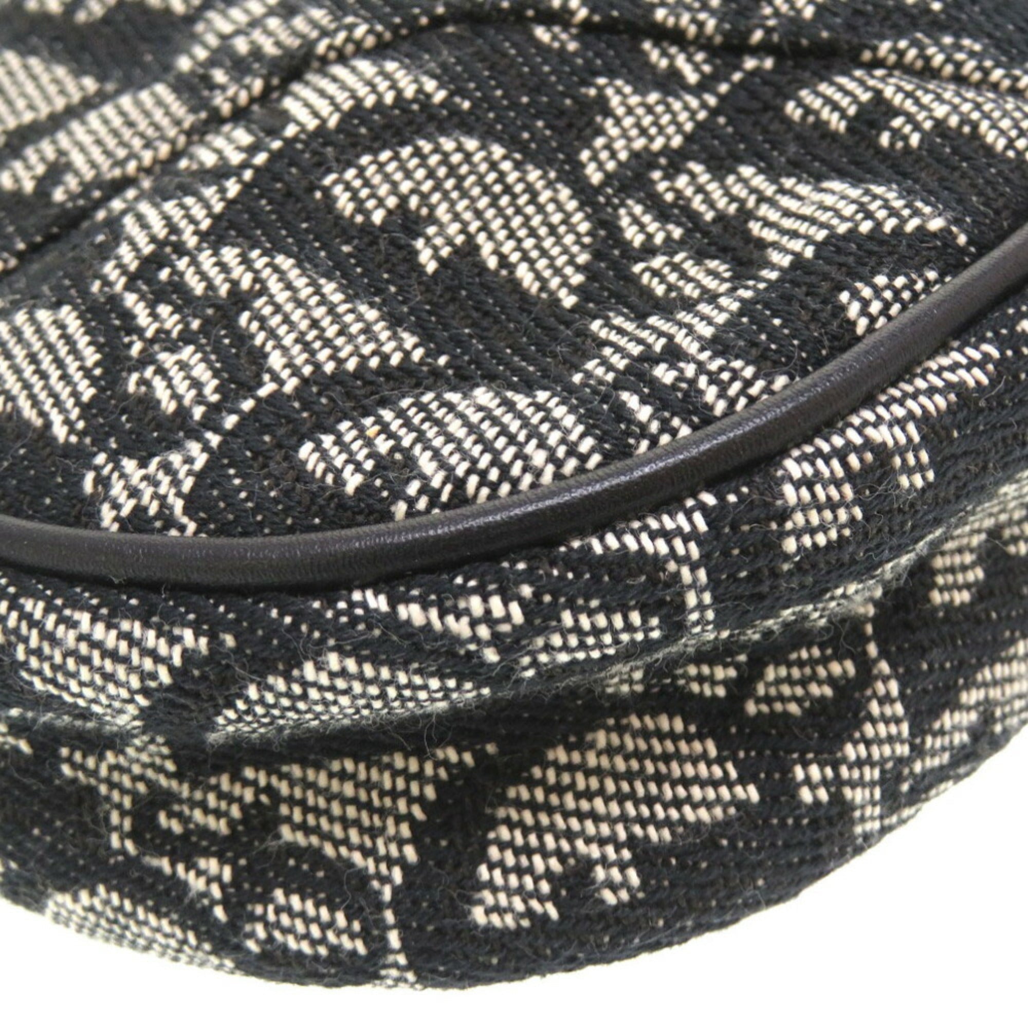 CHRISTIAN DIOR Saddle Pouch Trotter Canvas Black Handbag