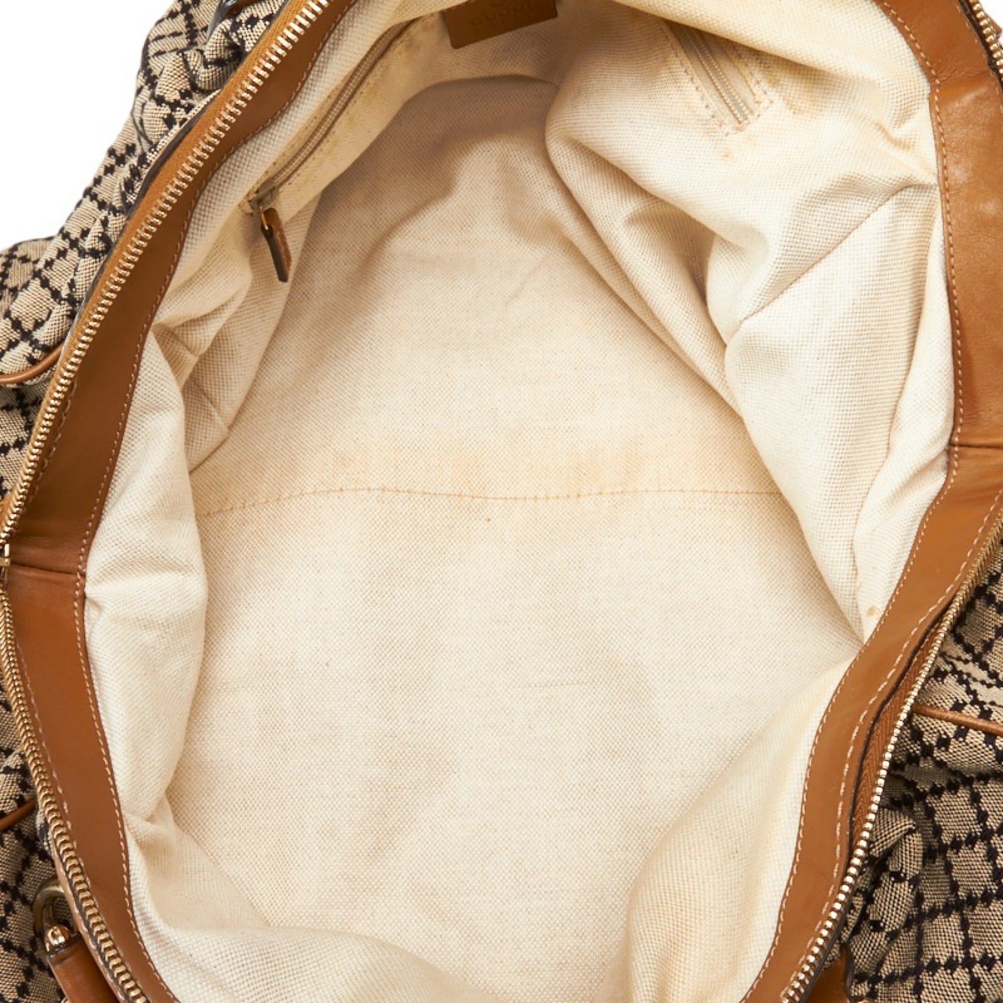 GUCCI Diamante Sookie Handbag Shoulder Bag 2WAY 223974 Beige Black Canvas Leather Ladies