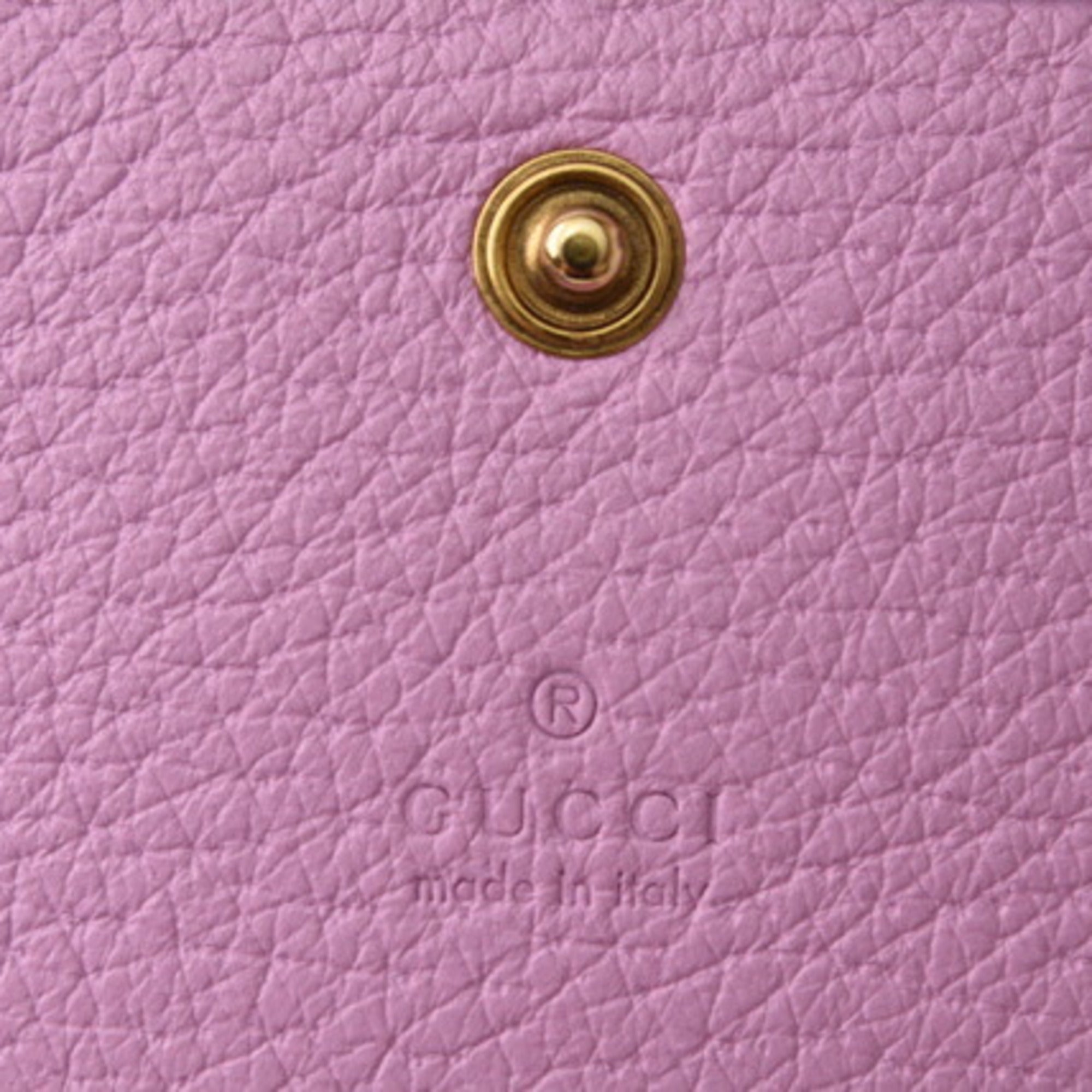 Gucci Mini Wallet/Coin Case GUCCI Folding Wallet 499783 GG Marmont Rhinestone Rose Pink