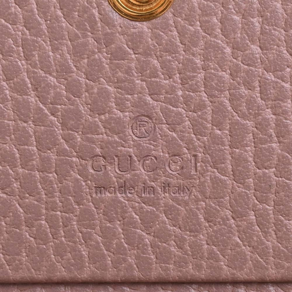 GUCCI GG Marmont Leather Bifold Wallet 456126 Pink Beige Women's