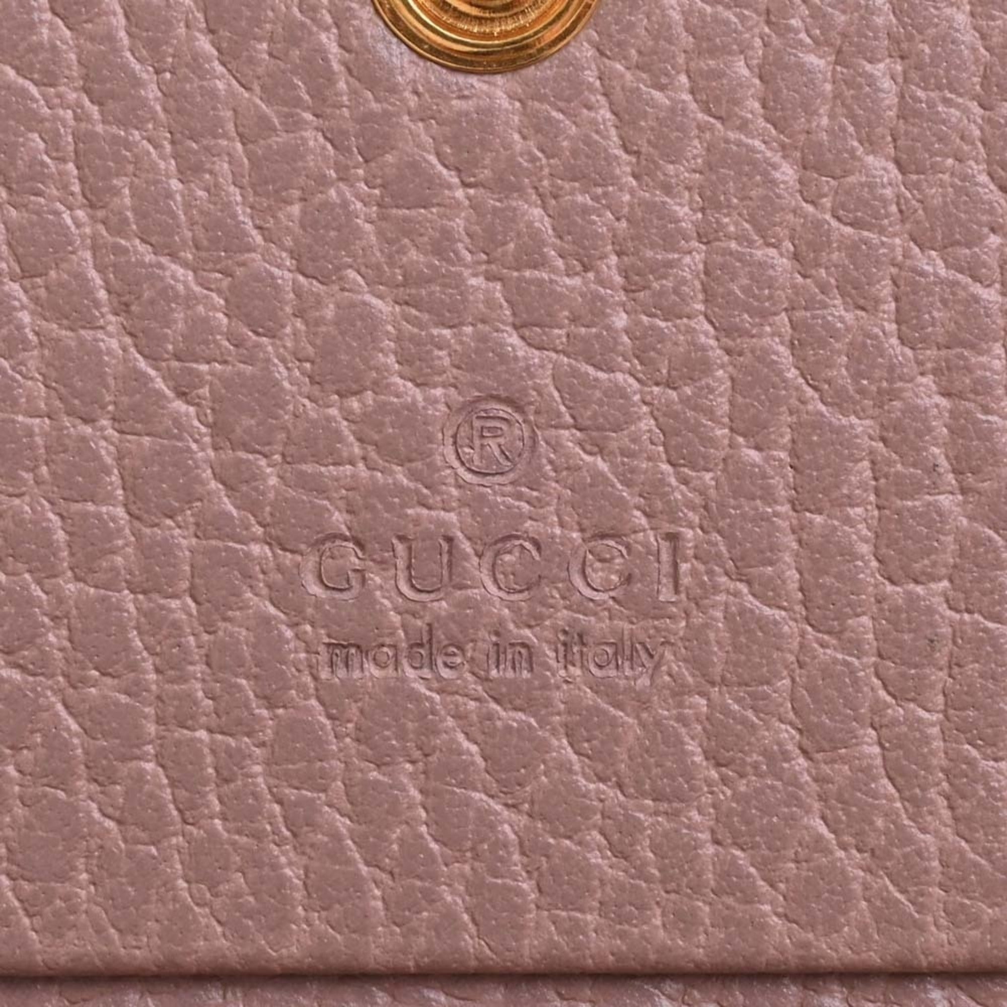 GUCCI GG Marmont Leather Bifold Wallet 456126 Pink Beige Women's