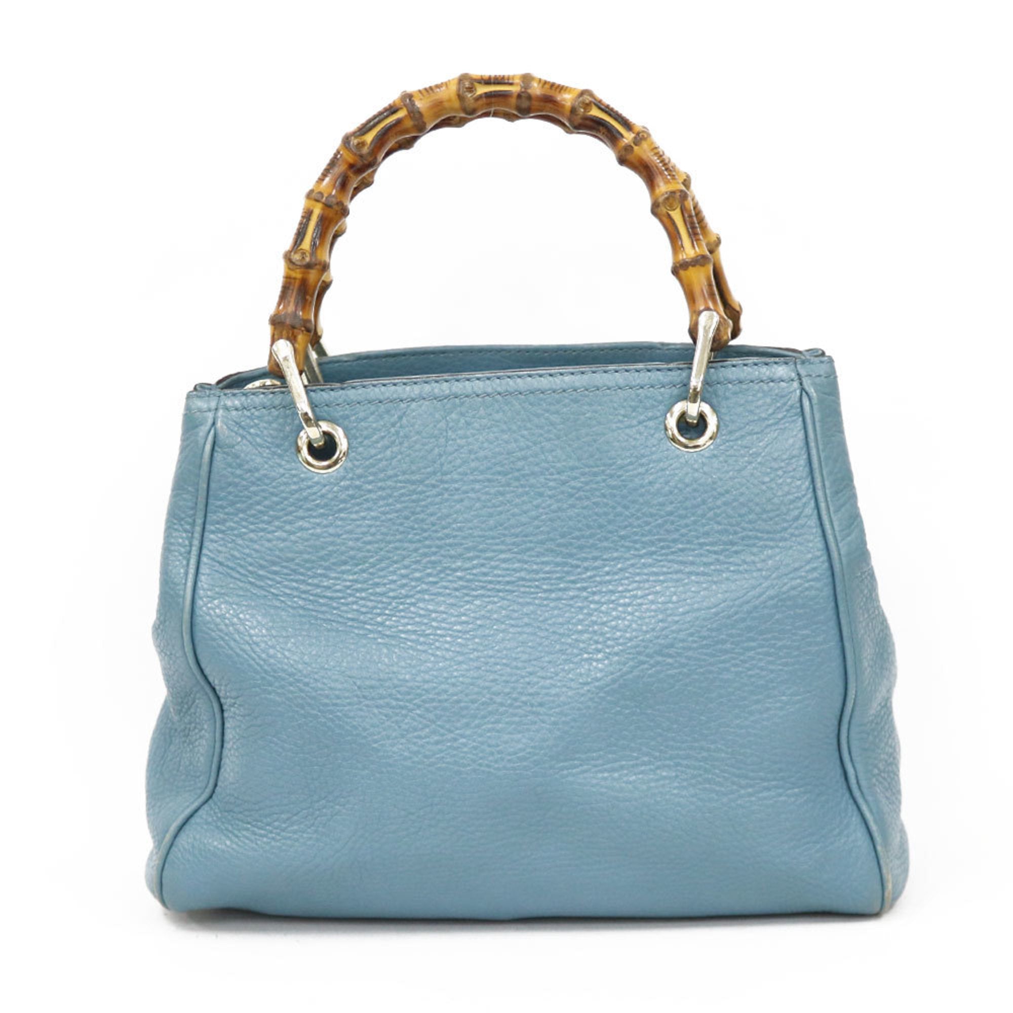 Gucci Shoulder Bag Bamboo Handbag Blue Ladies