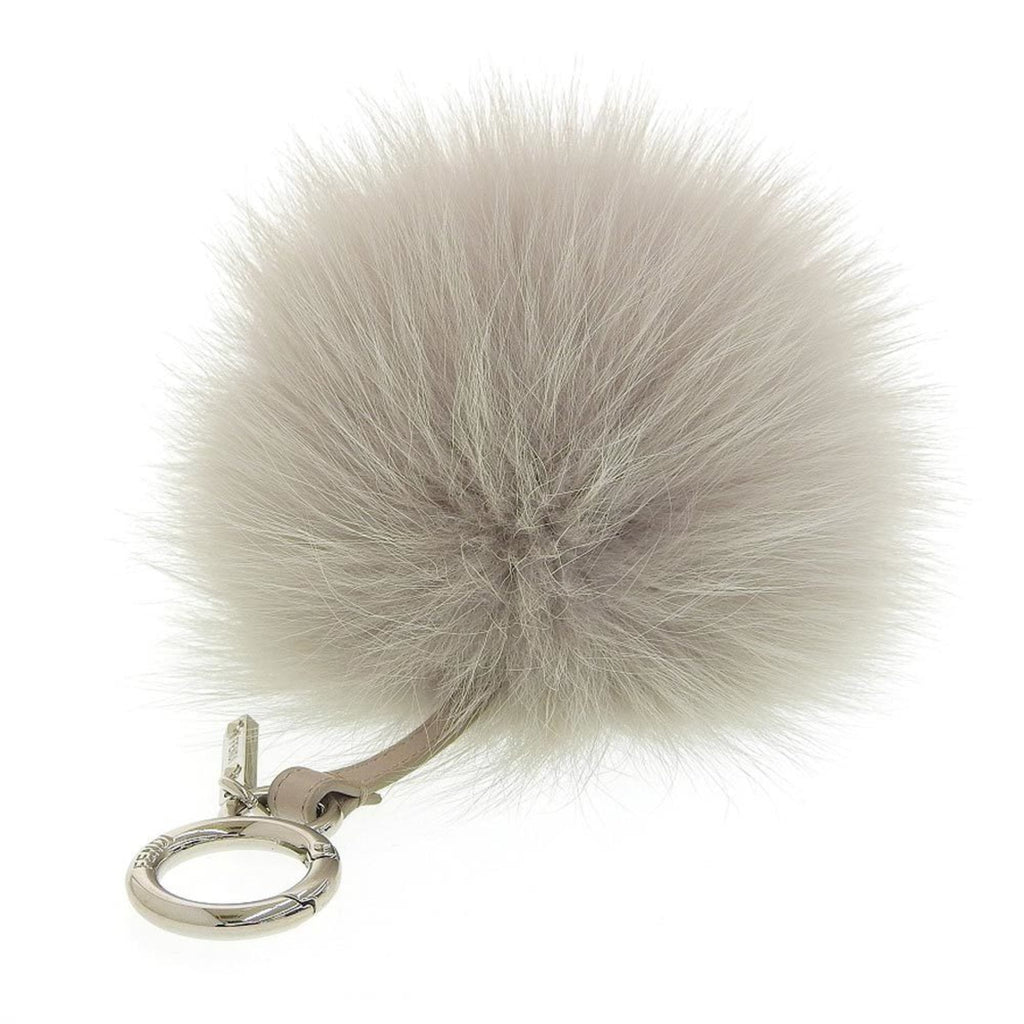 FENDI Charm Pom Keychain Fur Gray