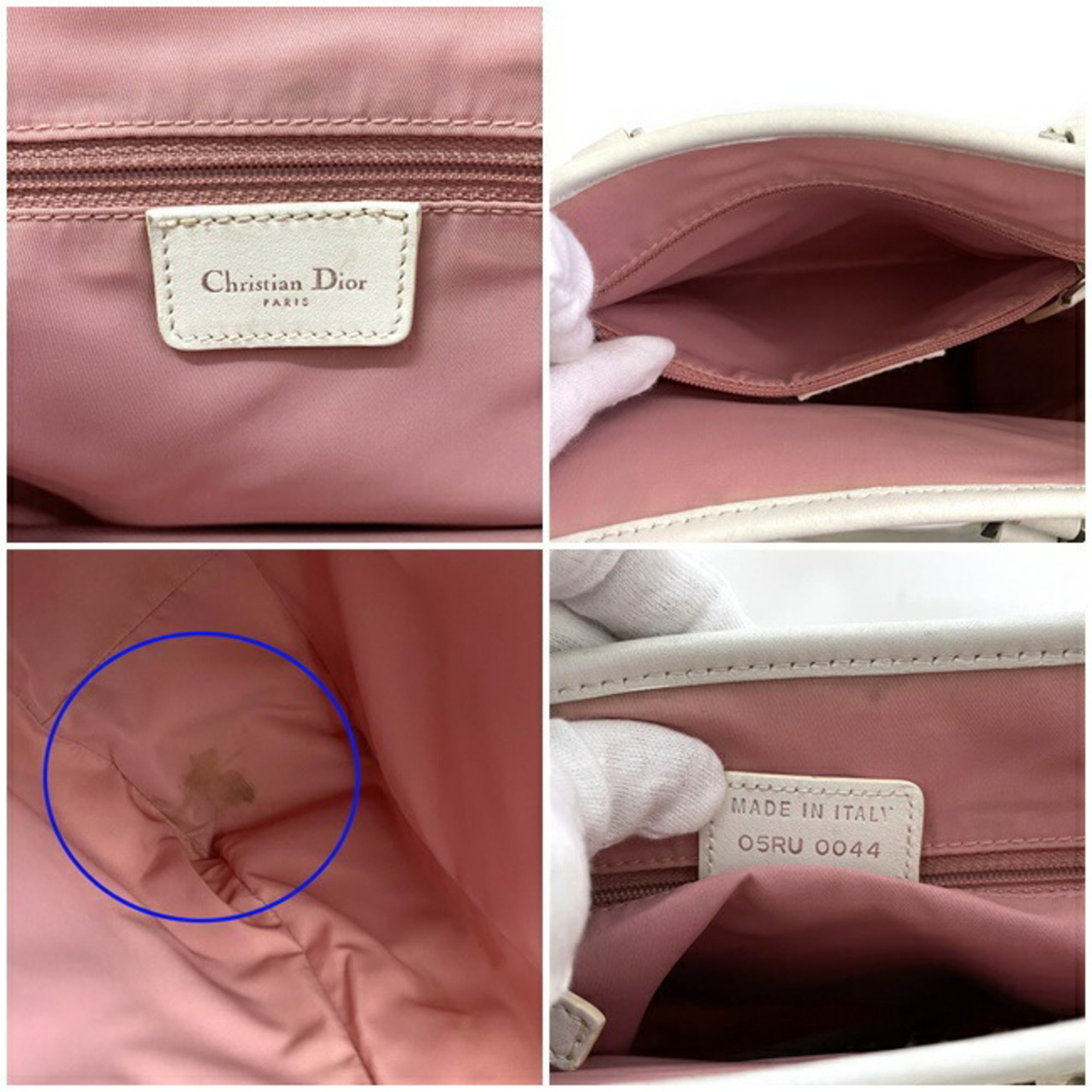 Christian Dior Tote Bag Pink White Trotter 05RU Canvas Leather Ladies CD