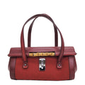 Gucci 111713 GG canvas bamboo handbag red tubular shoulder