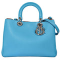 Christian Dior Diorissimo Strap Attached 2Way Handbag Blue Leather