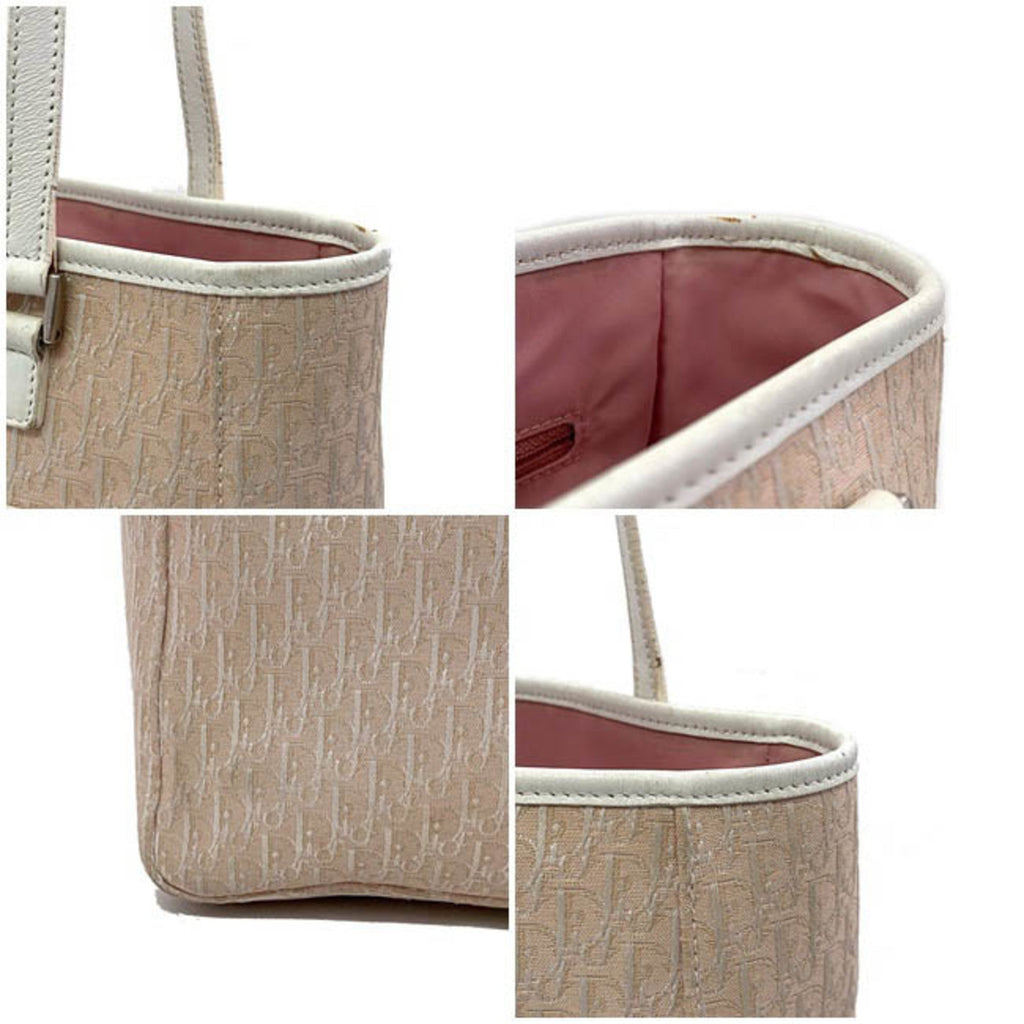 Christian Dior Tote Bag Pink White Trotter 05RU Canvas Leather Ladies CD