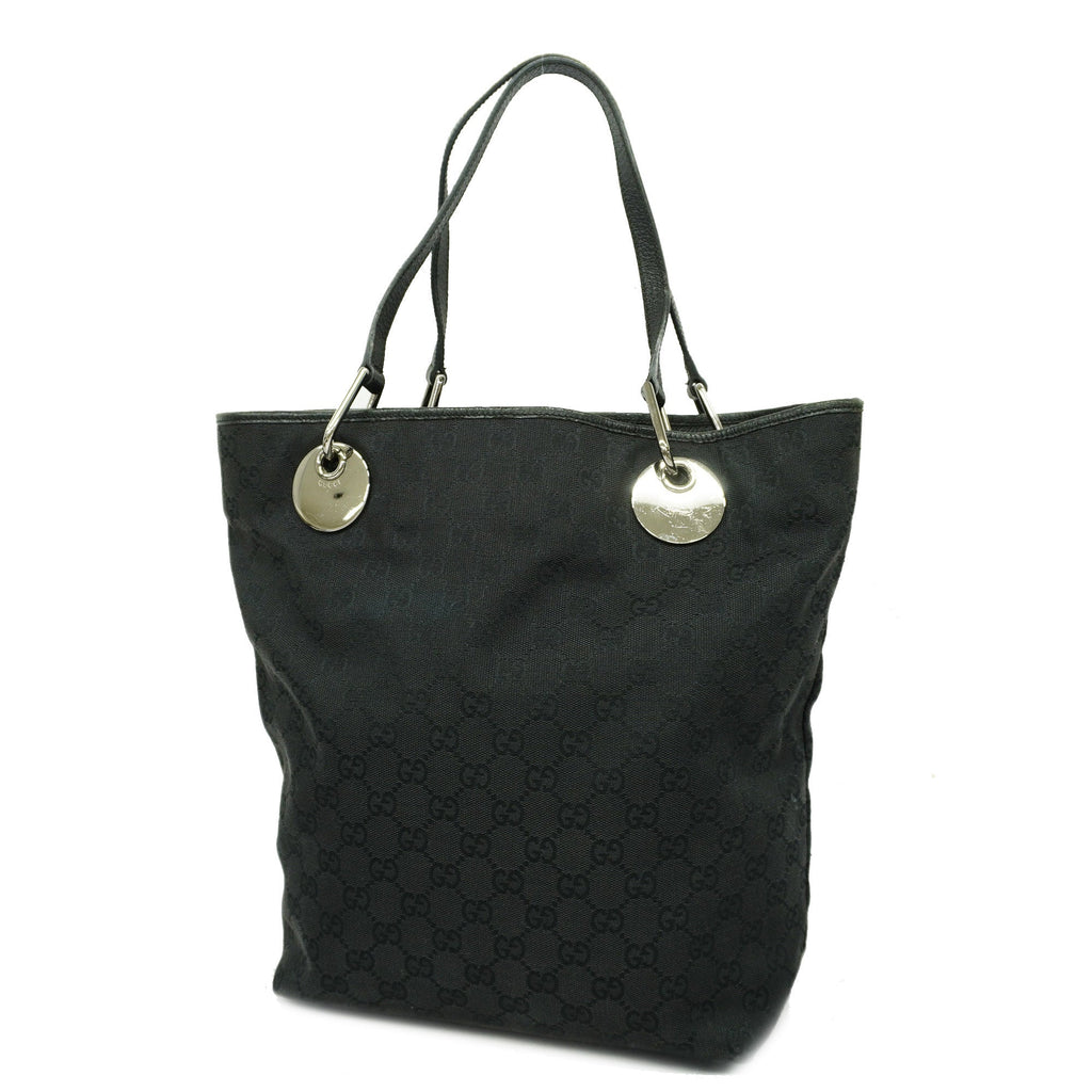 GUCCI  GG Canvas120836 Women's Leather Handbag,Tote Bag Black