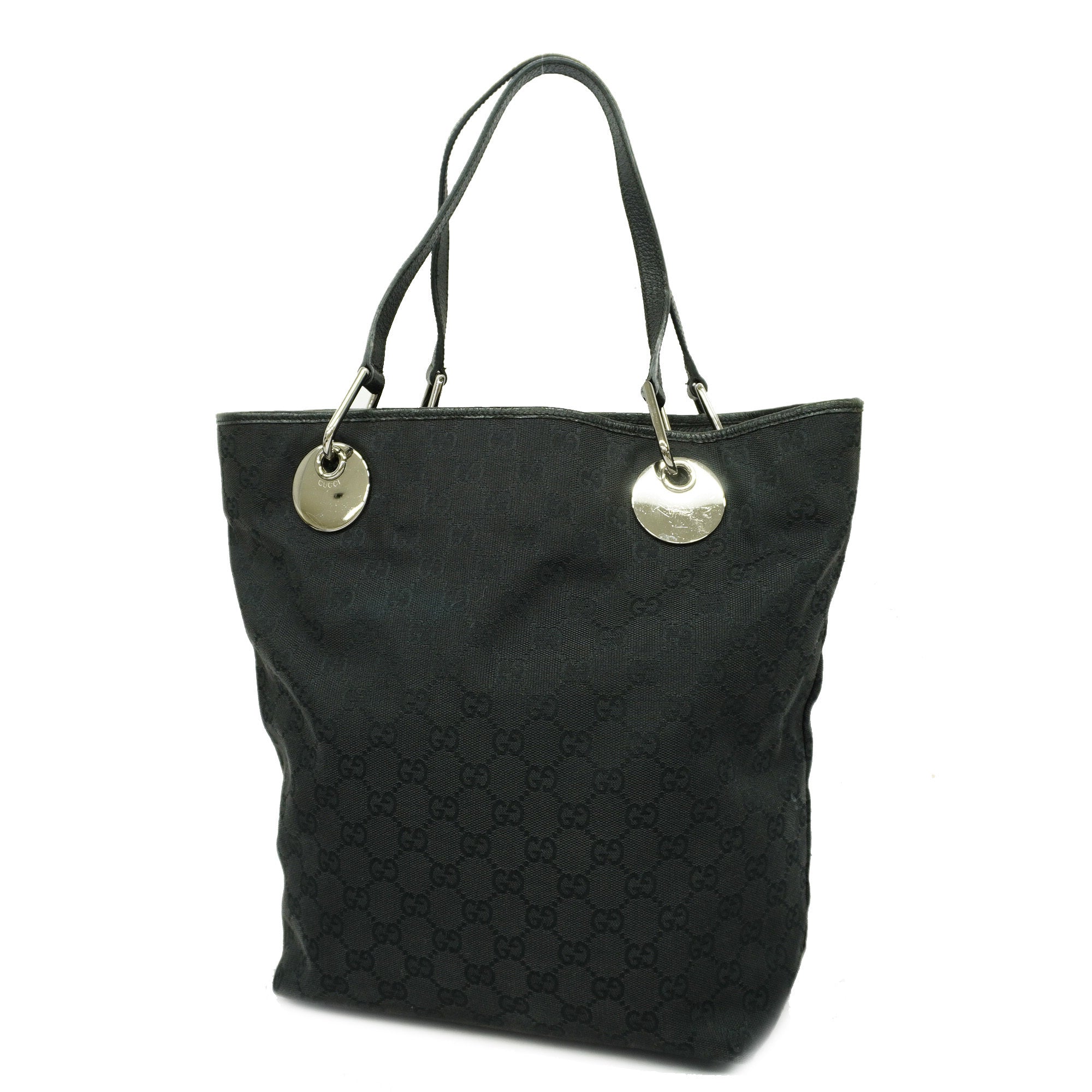 GUCCI  GG Canvas120836 Women's Leather Handbag,Tote Bag Black