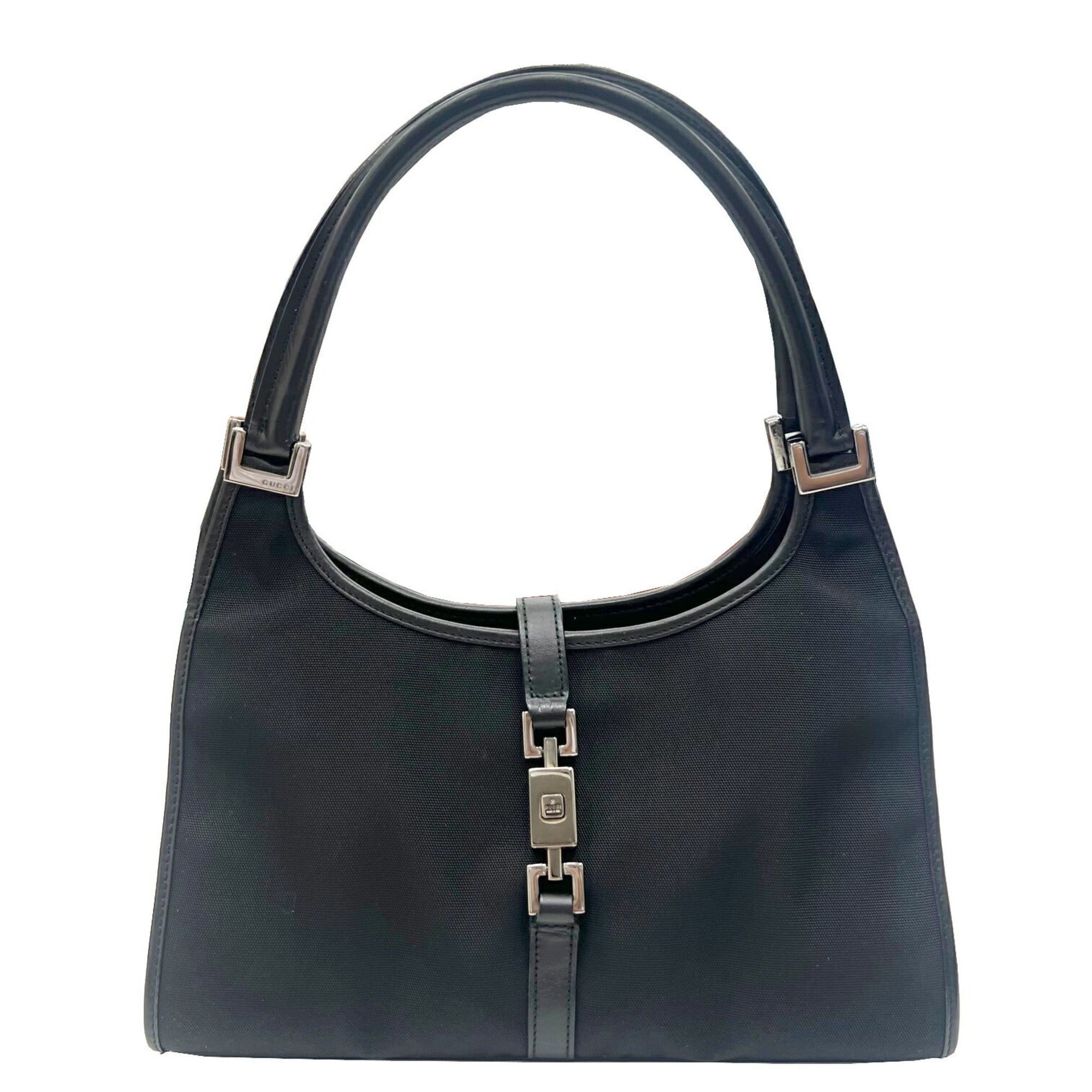 GUCCI Jackie Handbag Canvas Leather Black 002.1068 Ladies