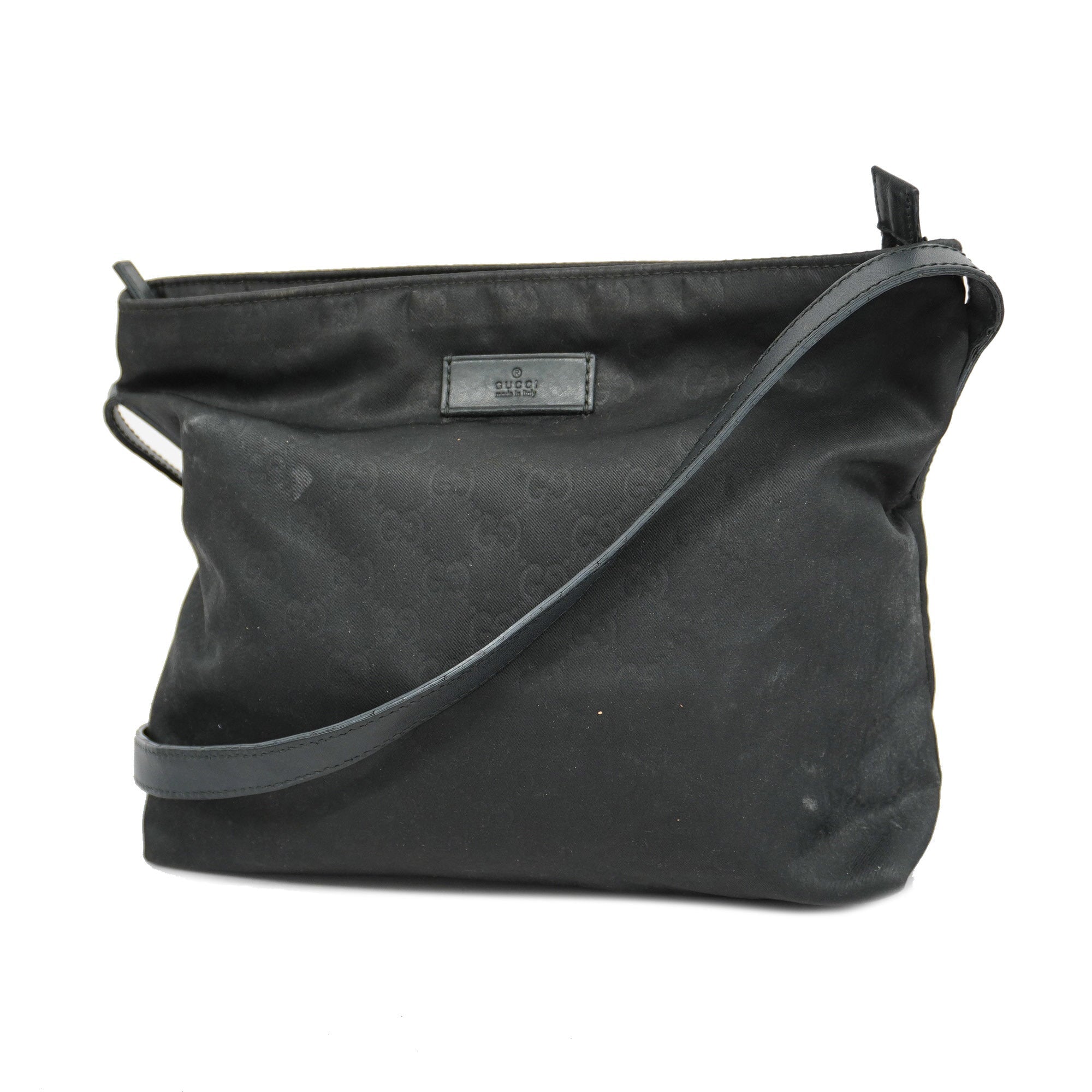 GUCCI  GG Nylon 314529 Nylon,Leather Shoulder Bag Black