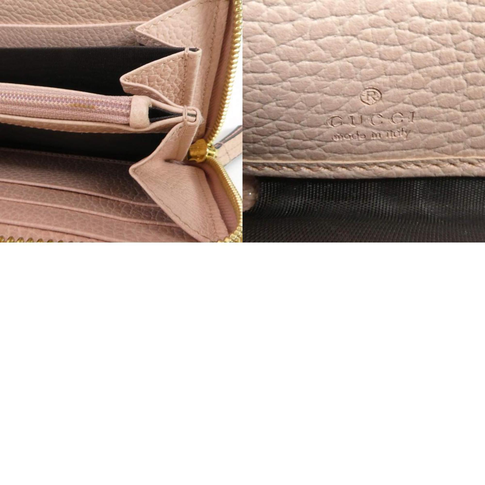 GUCCI Round Zipper Long Wallet GG Marmont Leather Light Pink Women's 456117 55159i