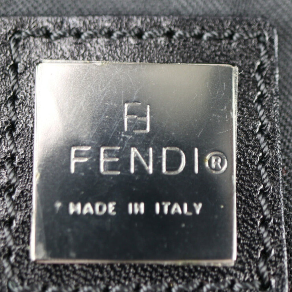 FENDI Boston bag 7VS002 canvas leather dark brown black Zucchino Zucca pattern
