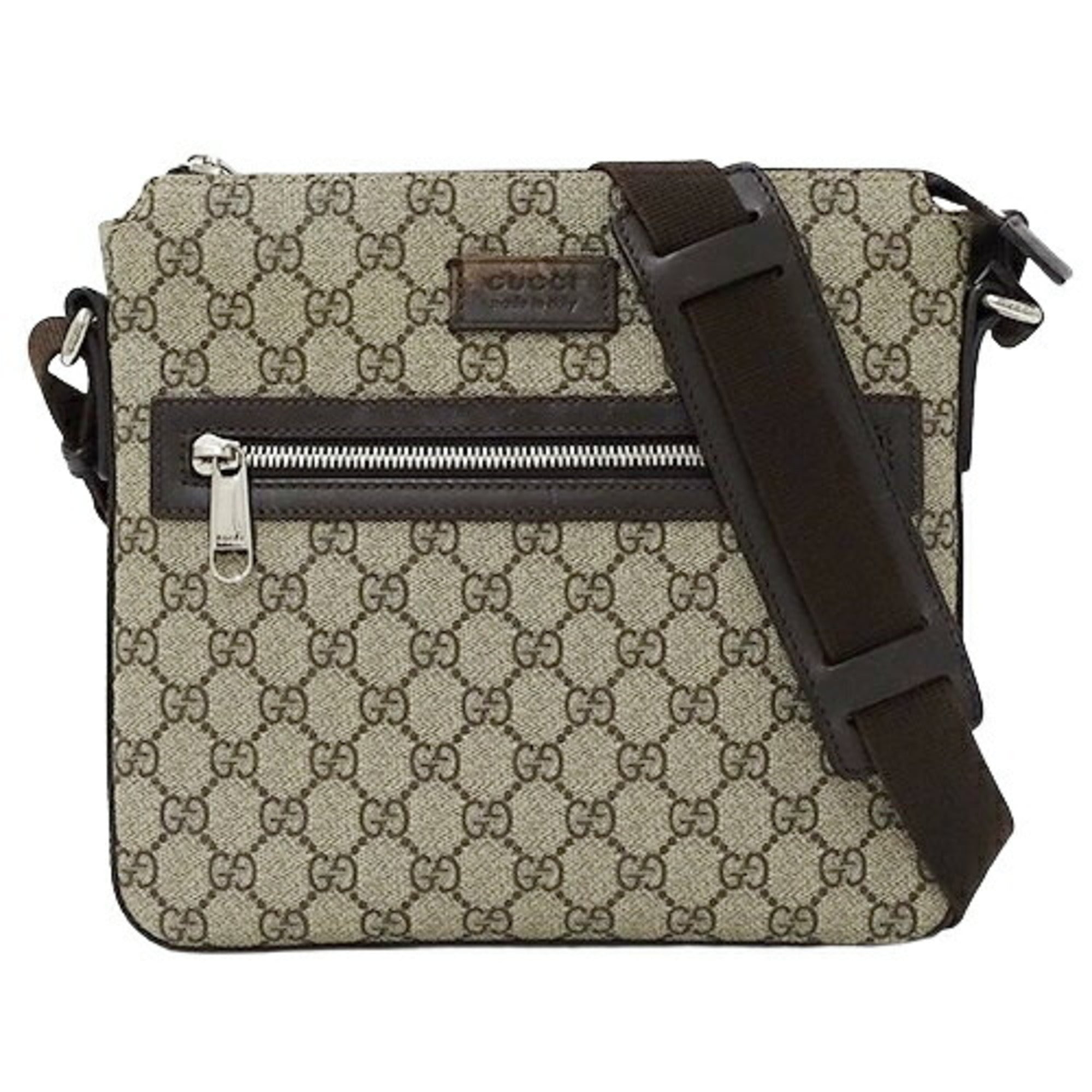 GUCCI Bag Men's Shoulder GG Supreme Brown Beige 406410 Crossbody