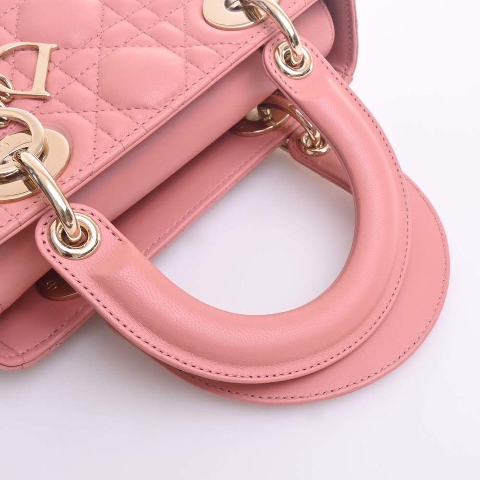 CHRISTIAN DIOR MY ABC DIOR My Lady Cannage Leather Handbag Pink Ladies