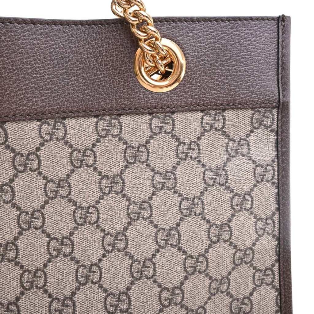 GUCCI Rajah GG Supreme Leather Large Chain Shoulder Bag 537219 Beige Brown Women's