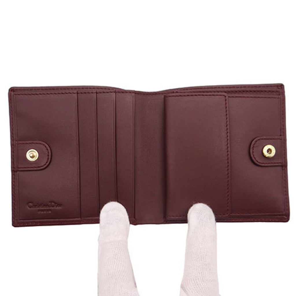 CHRISTIAN DIOR Wallet Women's Bifold Jacquard Trotter Bordeaux