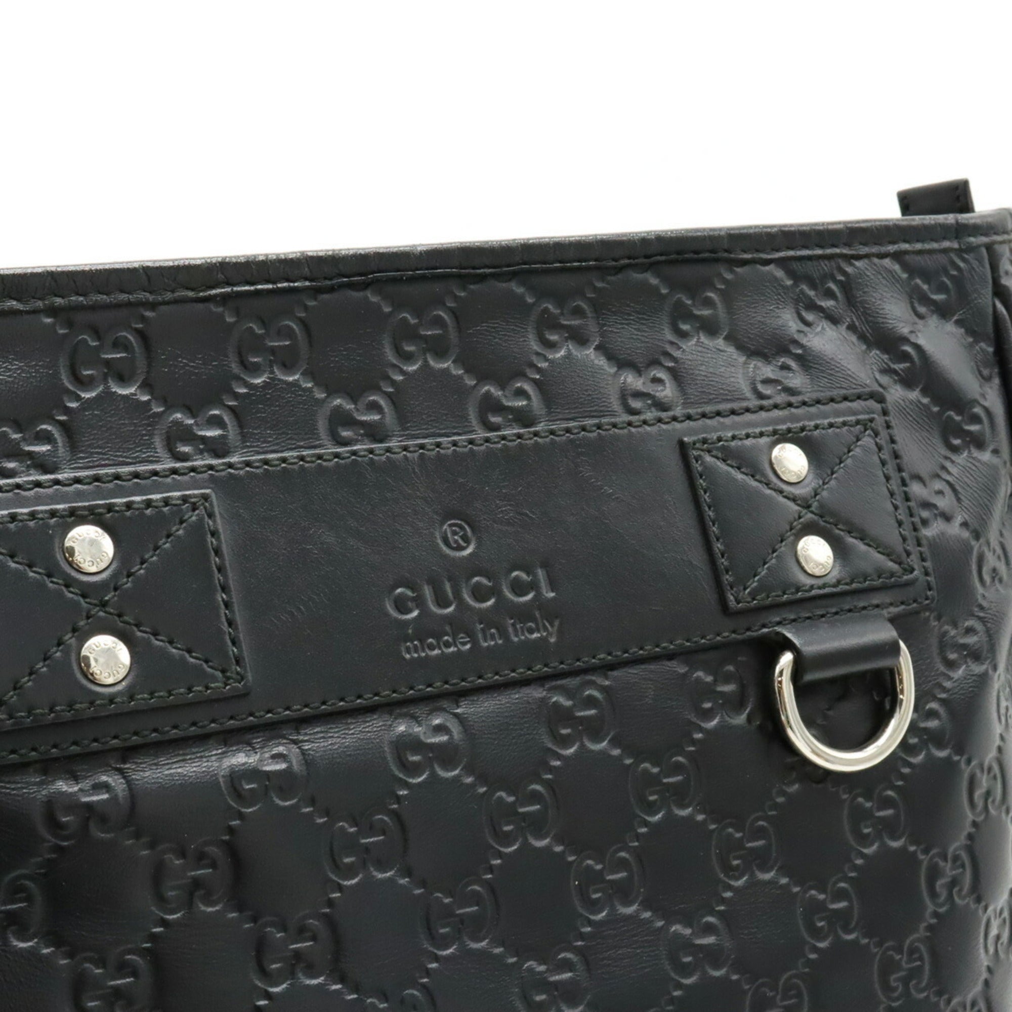 GUCCI sima Shoulder Bag Leather Black 322080
