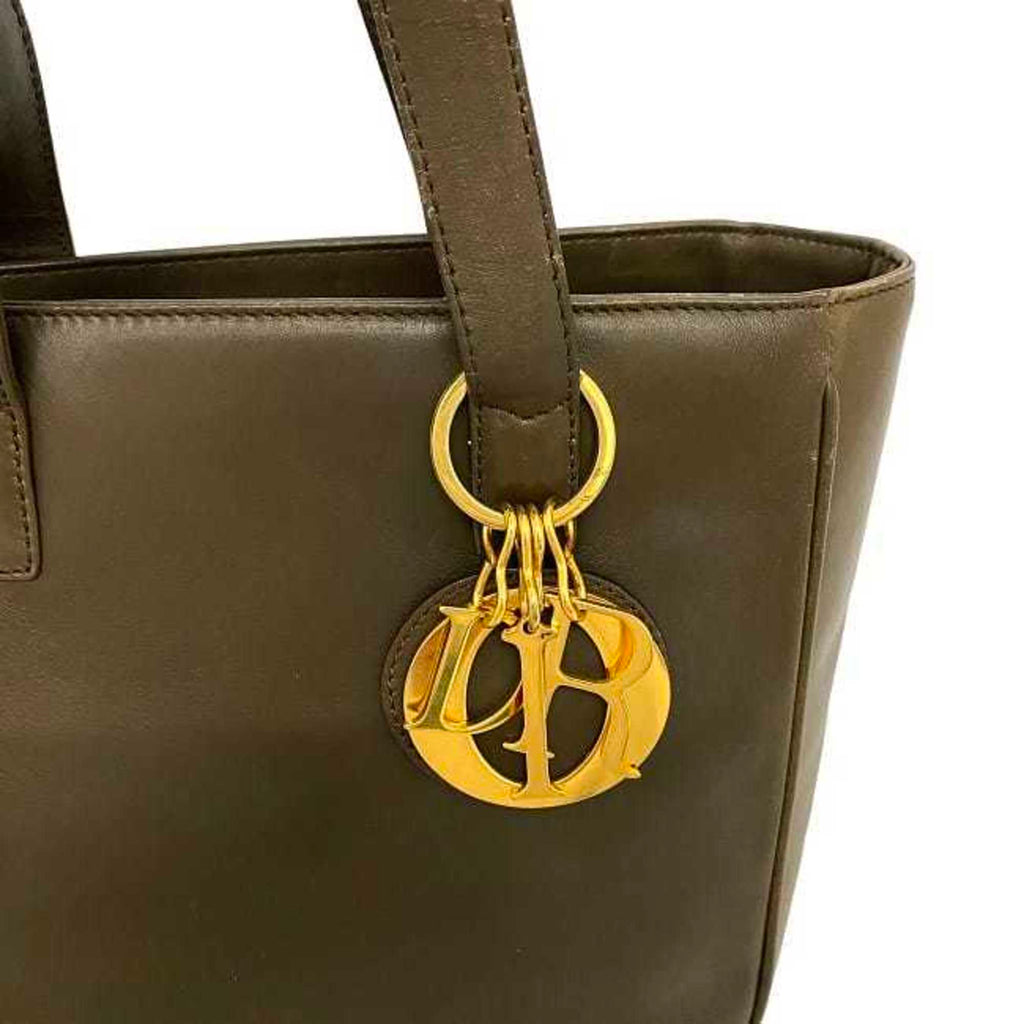 CHRISTIAN DIOR 2way bag brown cannage handbag leather lambskin