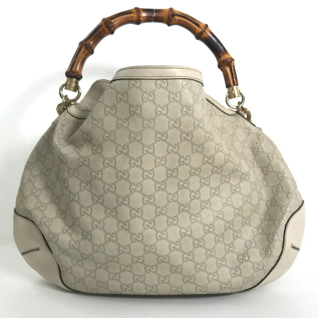GUCCI Handbag Shima Bamboo 2way Shoulder 169976 Leather Cream Ladies