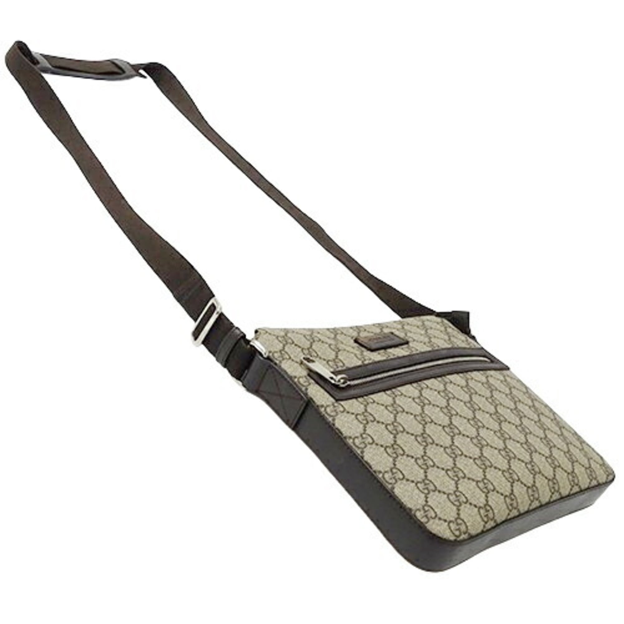 GUCCI Bag Men's Shoulder GG Supreme Brown Beige 406410 Crossbody
