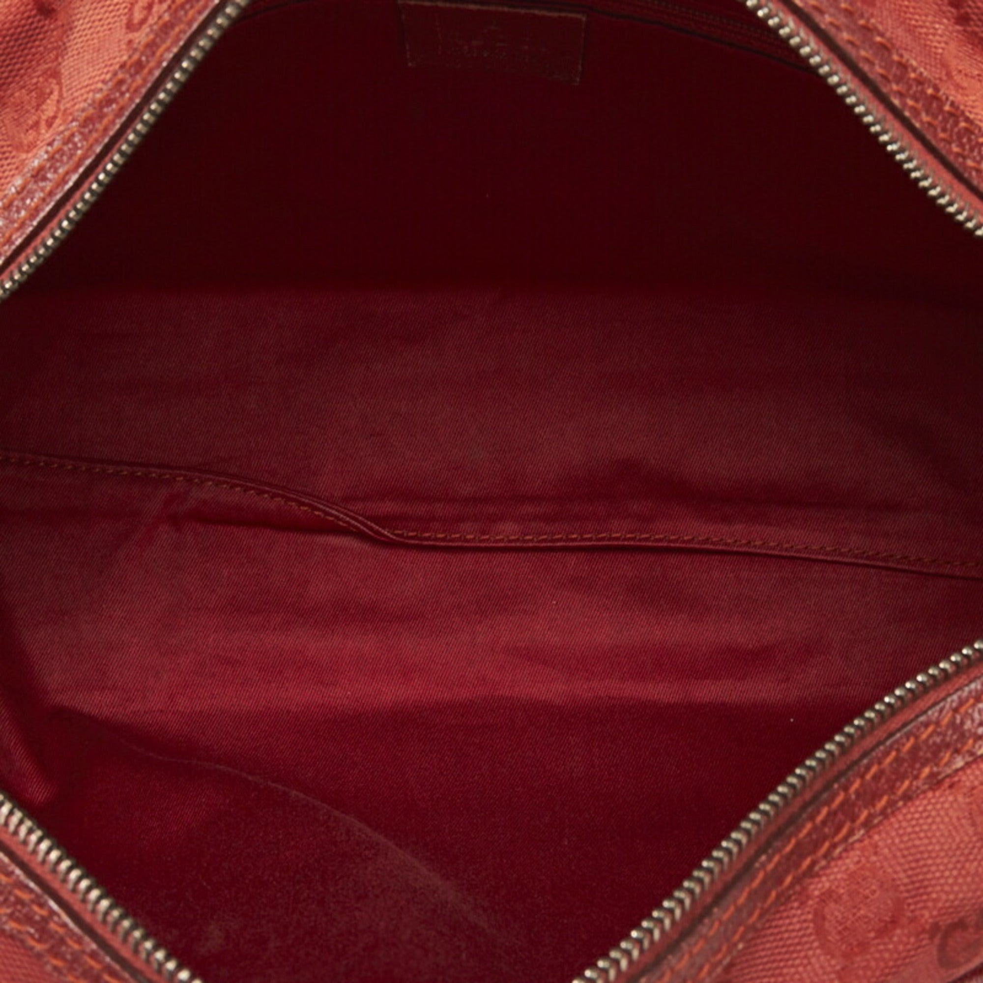 GUCCI GG Canvas Handbag Boston Bag 113009 Red Leather Women's