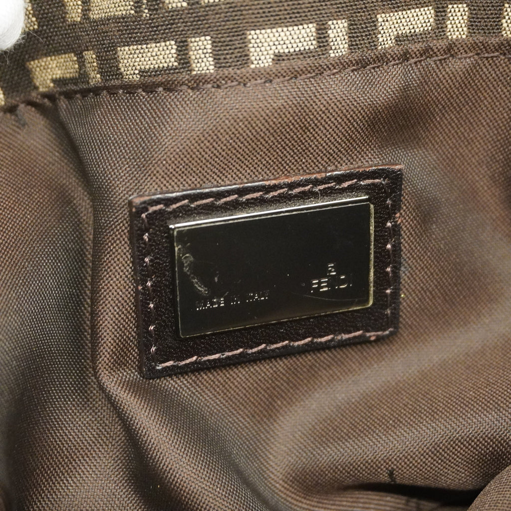 FENDI  Zucchino Handbag Women's Nylon Canvas,Leather Brown