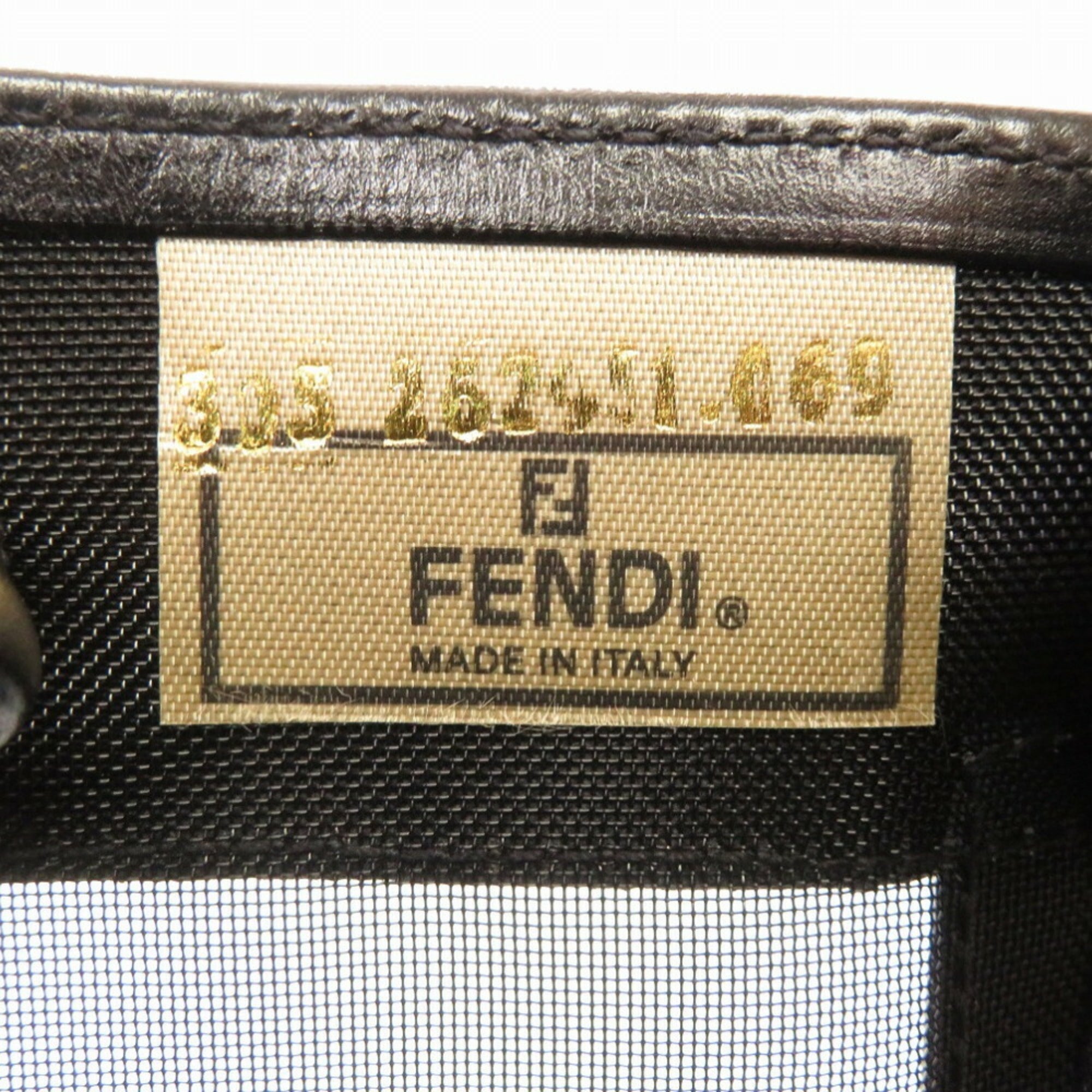 FENDI mesh leather black tote bag 0142