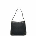 GUCCI GG Canvas One Shoulder Bag 33900 Black Leather Women's