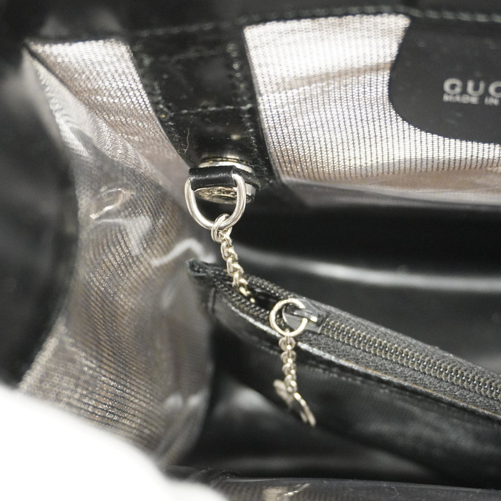 GUCCI  Patent Leather 002 1705 0405 Women's Mesh,Leather Handbag Black