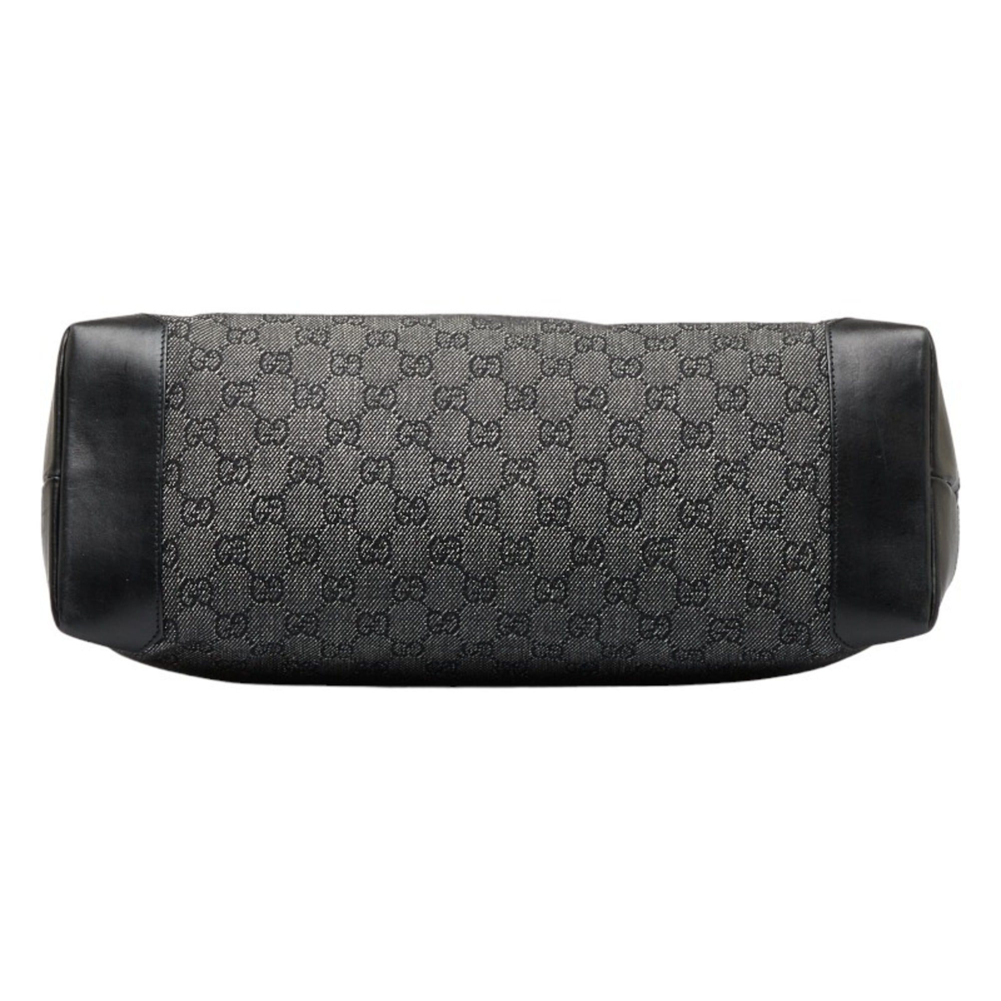 GUCCI tote bag handbag 34339 black canvas leather ladies