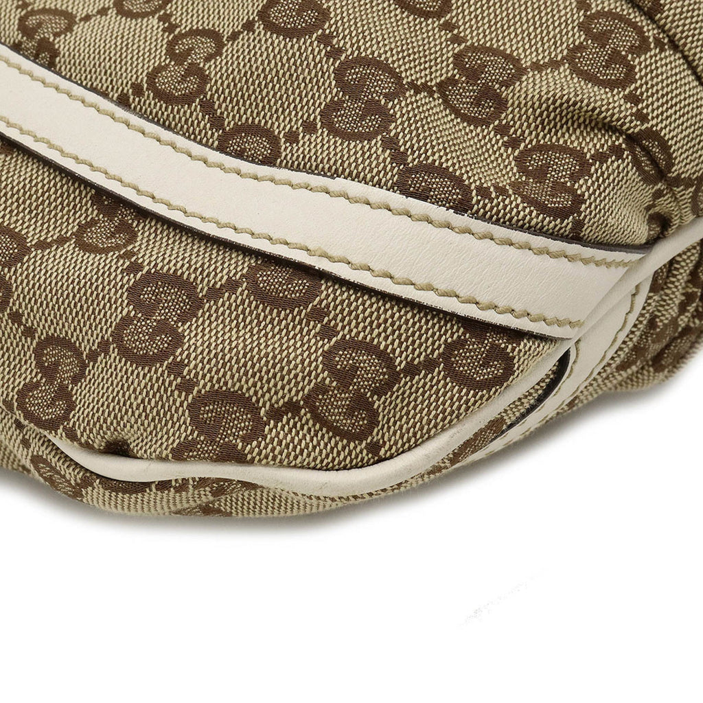 GUCCI GG Canvas Abbey Shoulder Bag Leather Khaki Beige Off-White White 203257
