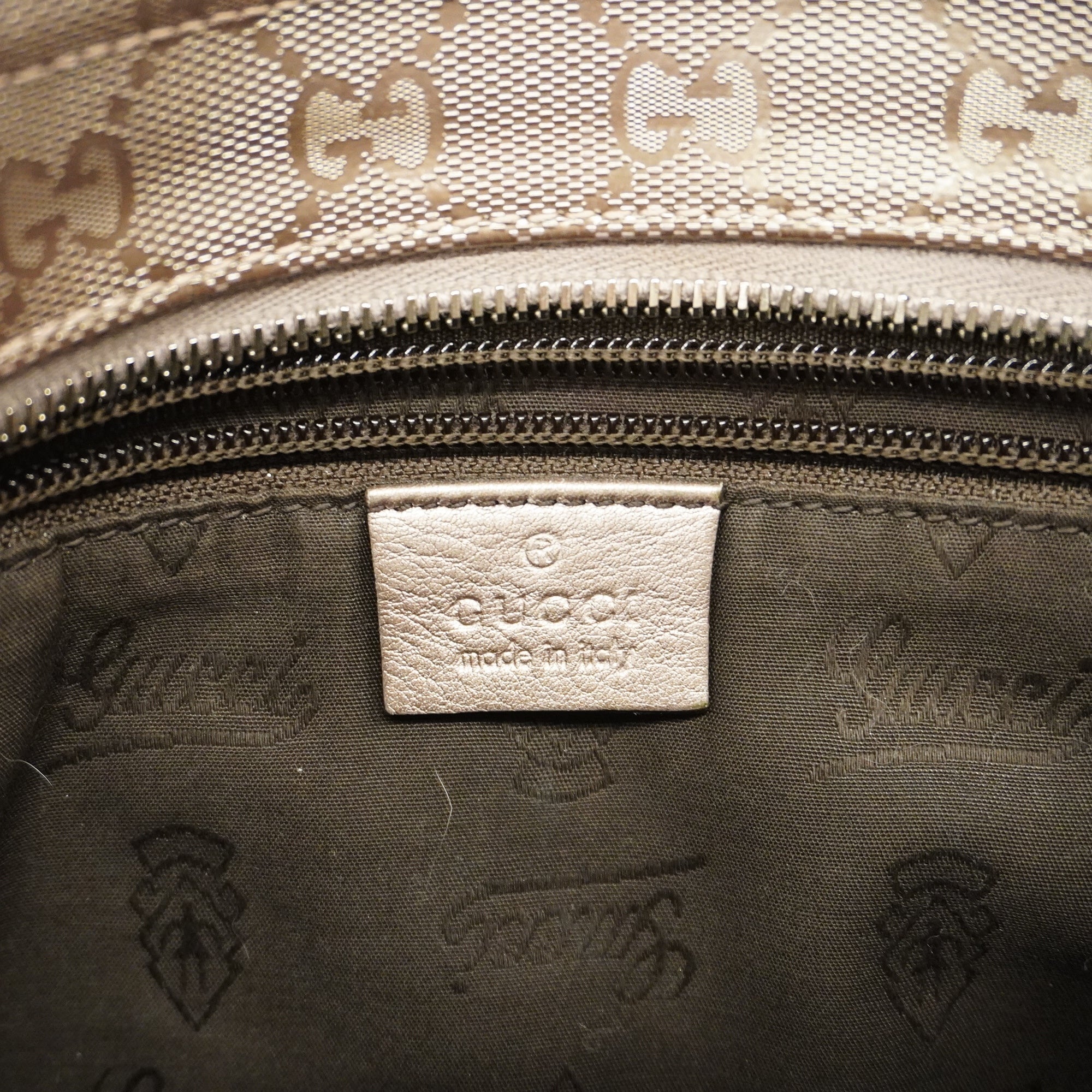 GUCCI  GG Imprime 201538 Women's Leather Shoulder Bag Gray