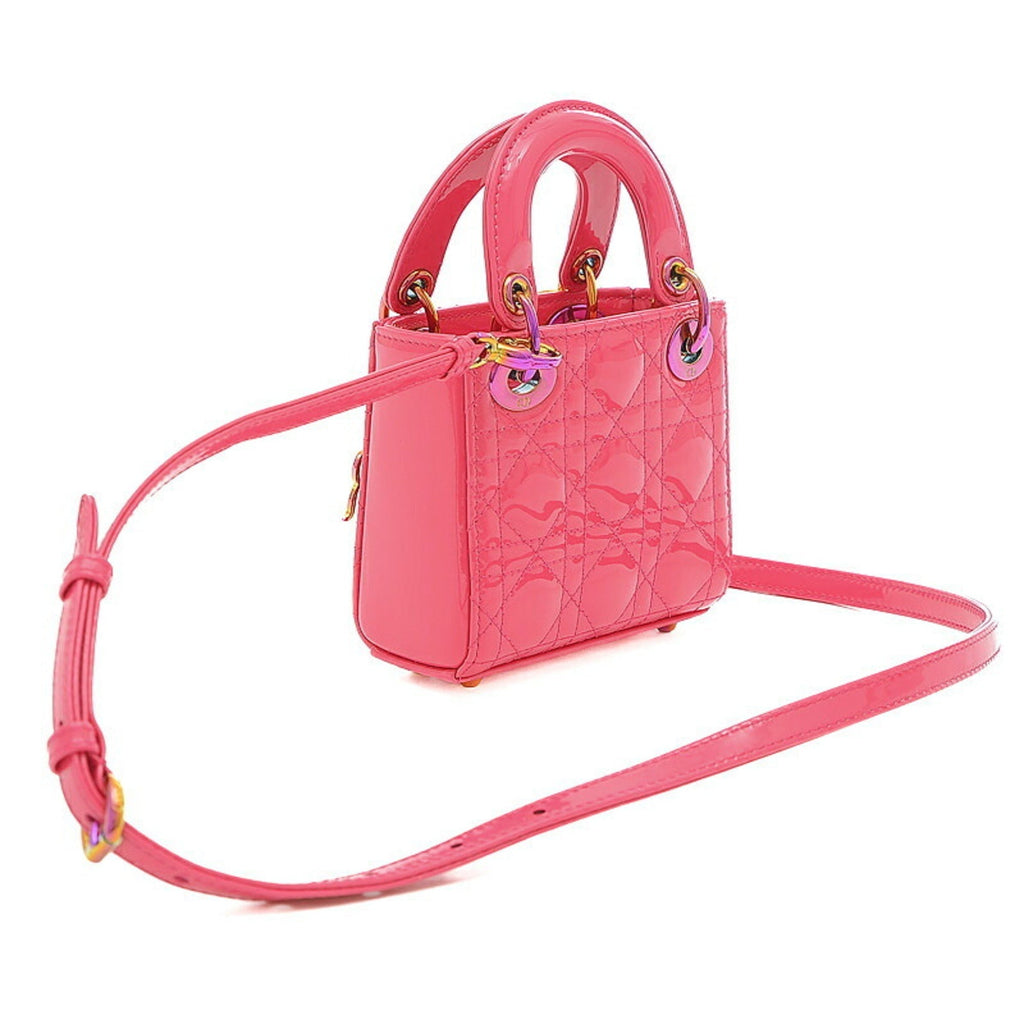 CHRISTIAN DIOR Dior Lady Micro 2WAY Shoulder Bag Pouch Patent Pink