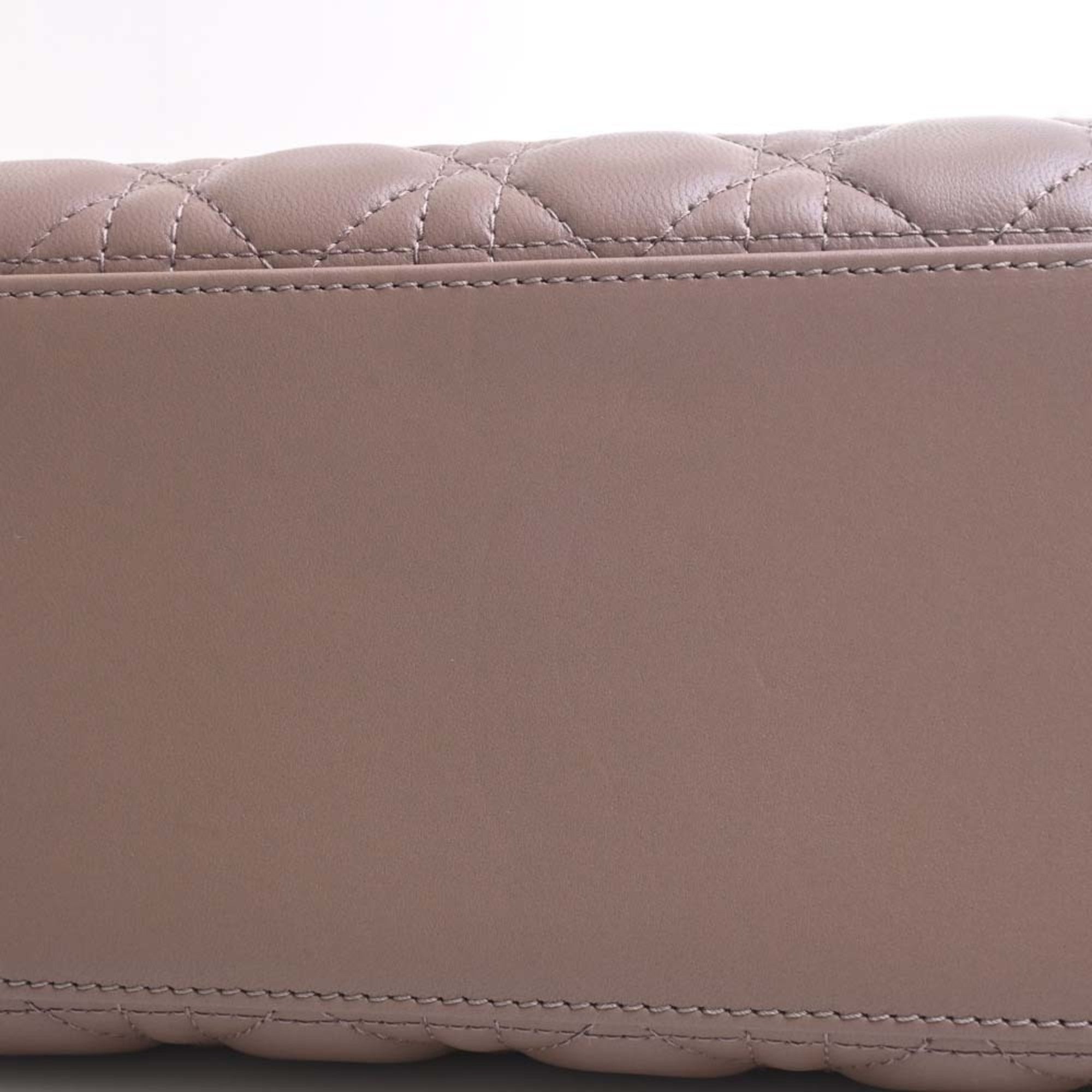 CHRISTIAN DIOR Lady Cannage Leather Handbag M0565OCEA Brown Women's