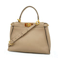 FENDIAuth  Peekaboo 2way Bag Women's Leather Handbag,Shoulder Bag Grayish