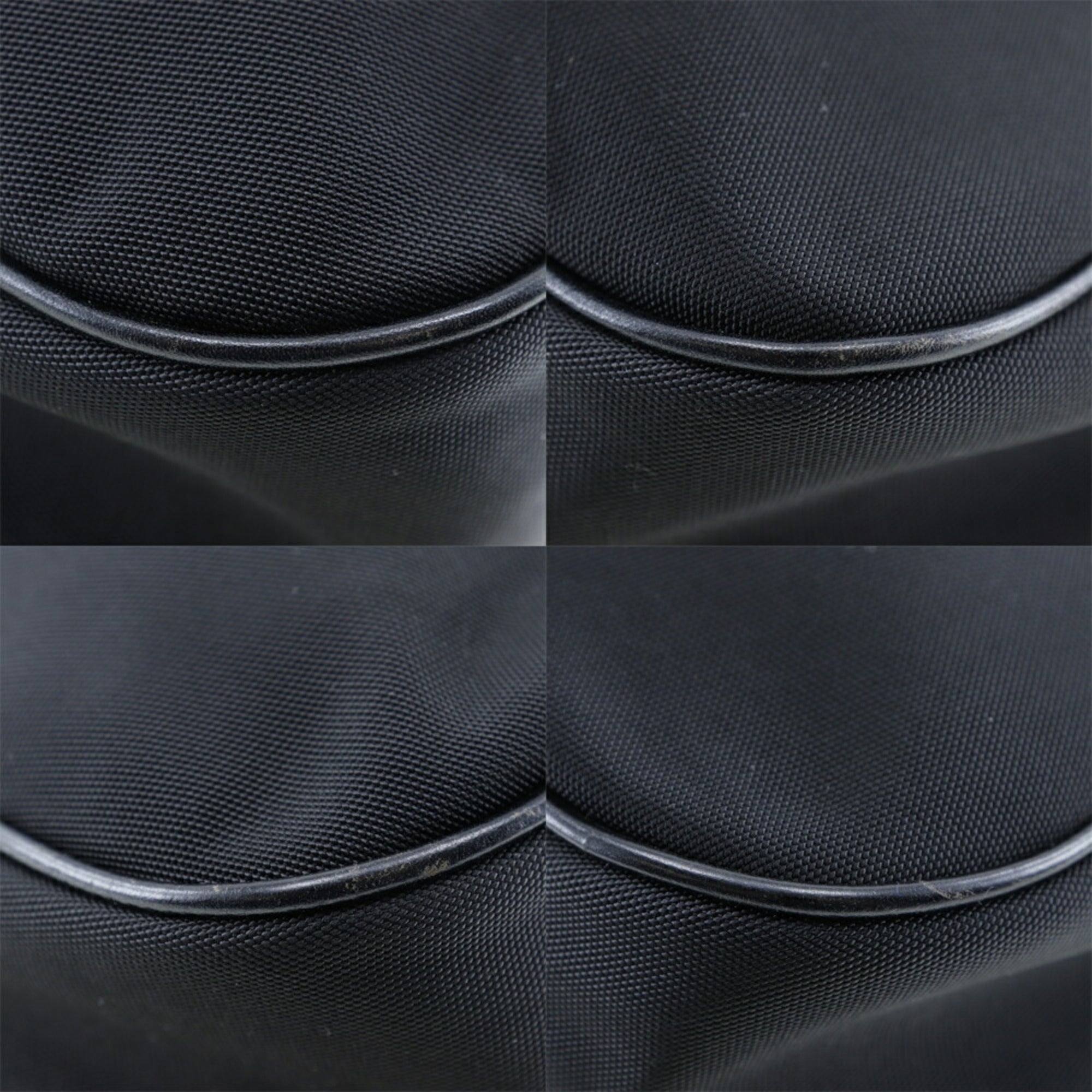 GUCCI Bamboo Handbag 001-0577 Nylon Canvas Made in Italy Black Shoulder 2way A4 Magnetic Type Ladies