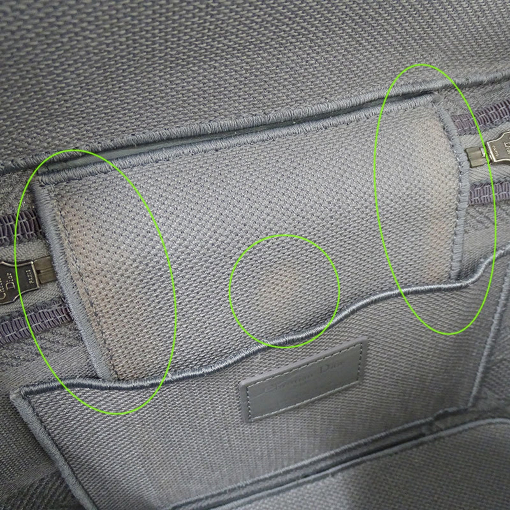 CHRISTIAN DIOR Bag Women's Canvas Vanity Handbag Gray Canage Embroidered Makeup Storage