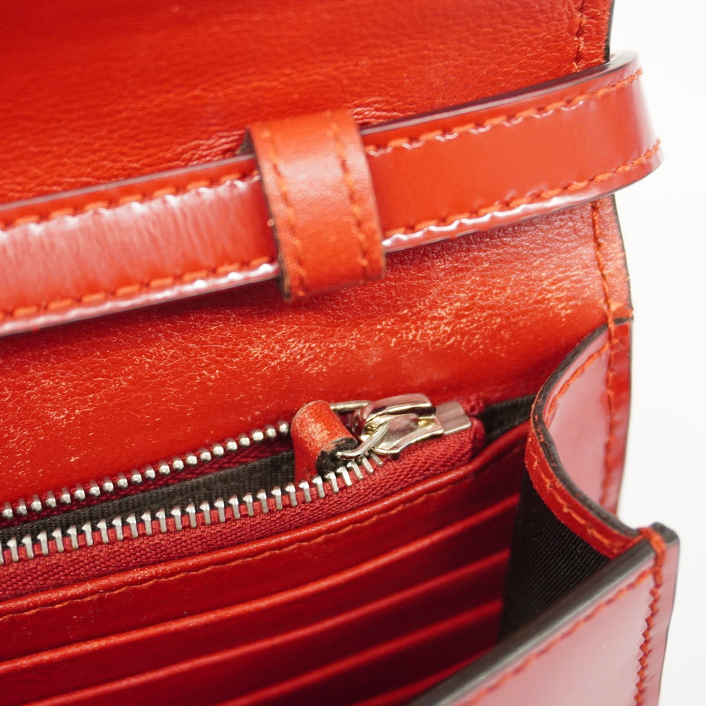 GUCCI  Interlocking G 510304 Women's Leather Shoulder Bag Red Color