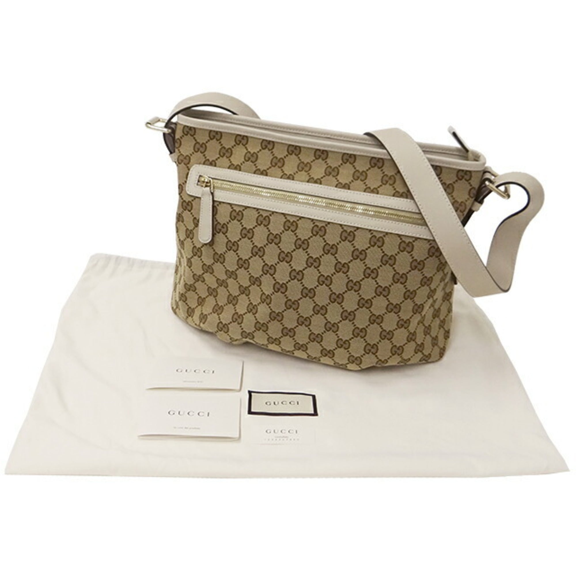 GUCCI bag ladies shoulder GG canvas ivory brown 388930
