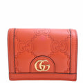 GUCCI GG Matelasse Leather Card Case Bifold Wallet 723786 Orange Ladies